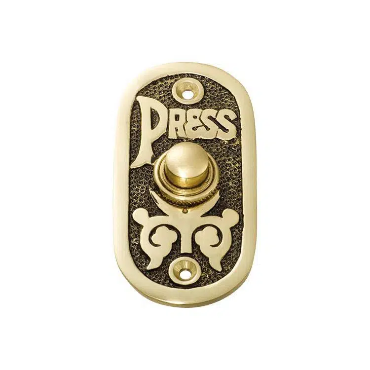 Tradco Bell Press Oval Polished Brass H80xW40mm