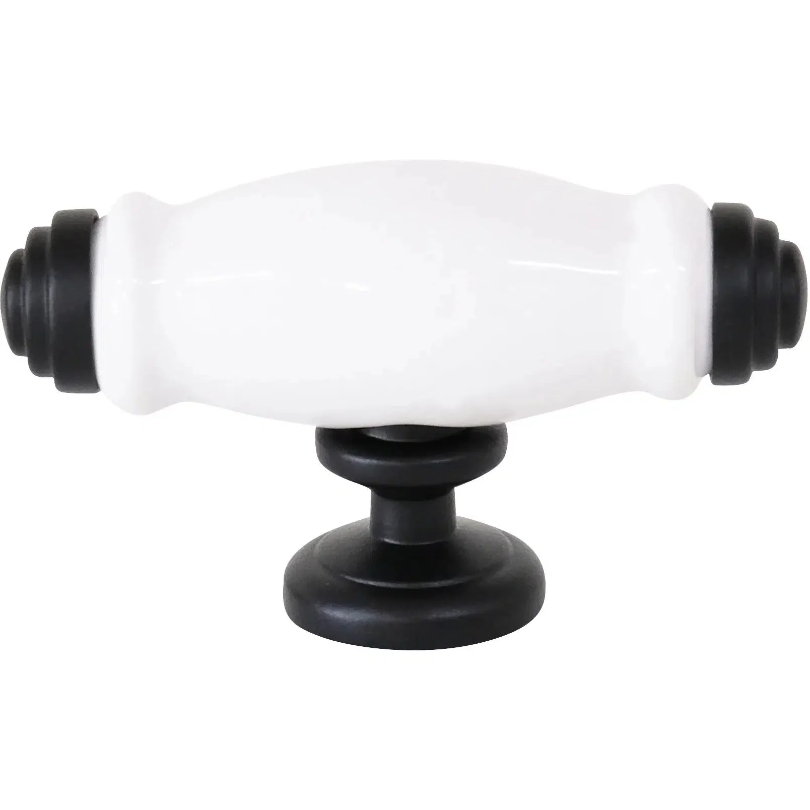 Tradco Cabinet Pull Handle White Porcelain Matt Black L75xP42mm