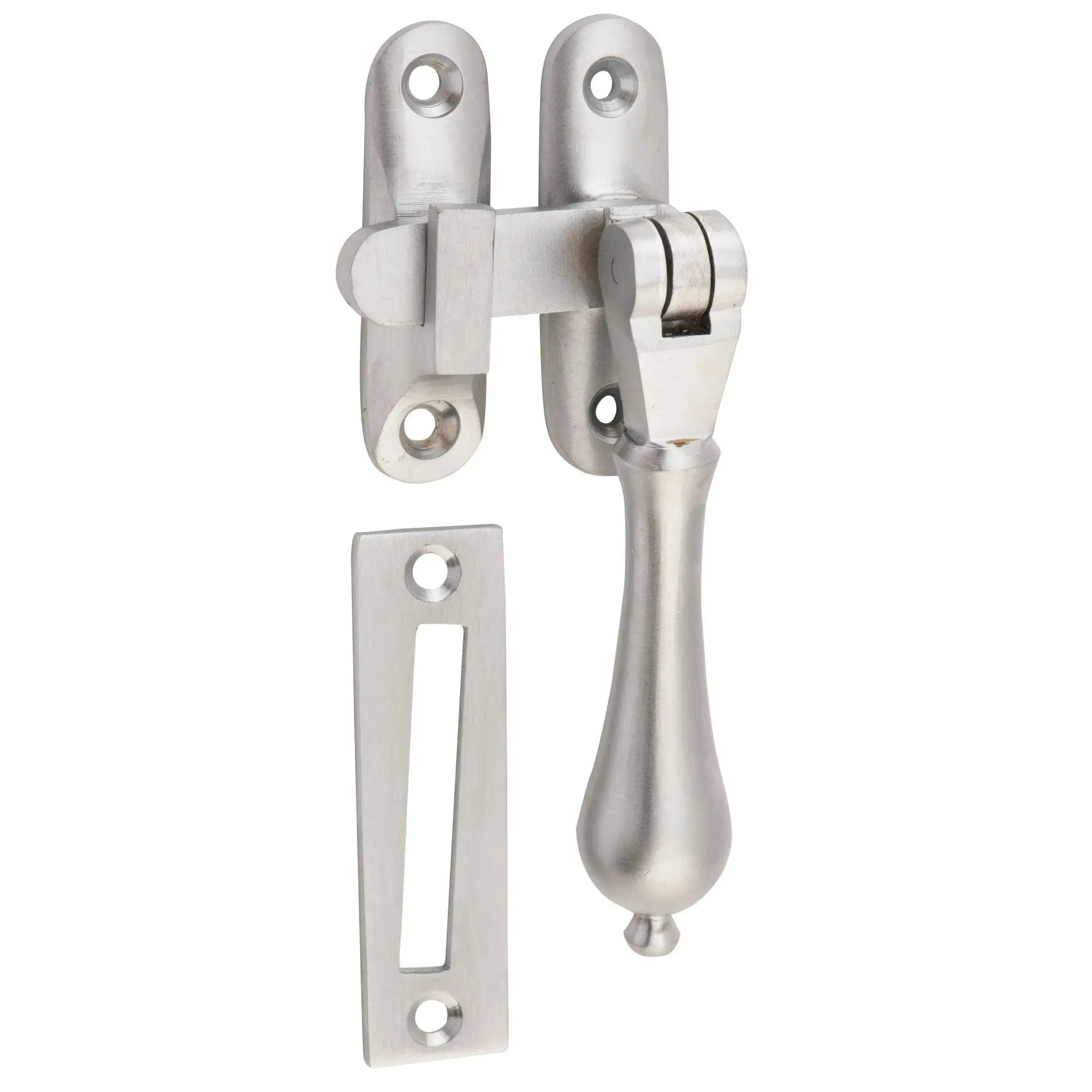 Tradco Casement Fastener Teardrop Long Throw Satin Chrome