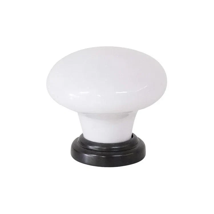 Tradco Cupboard Knob White Porcelain Antique Brass D32xP30mm