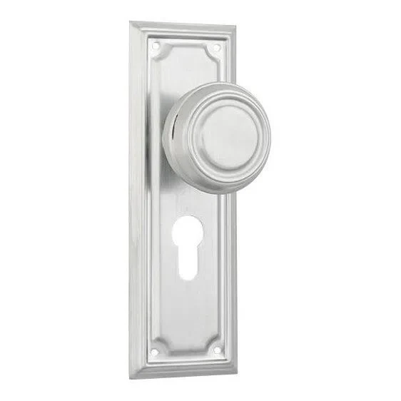 Tradco Door Knob Edwardian Euro Pair Satin Chrome