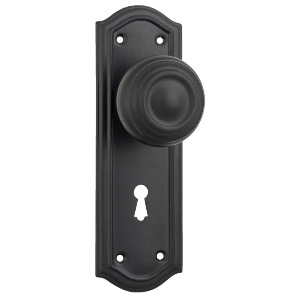 Tradco Door Knob Kensington Lock Pair Matt Black