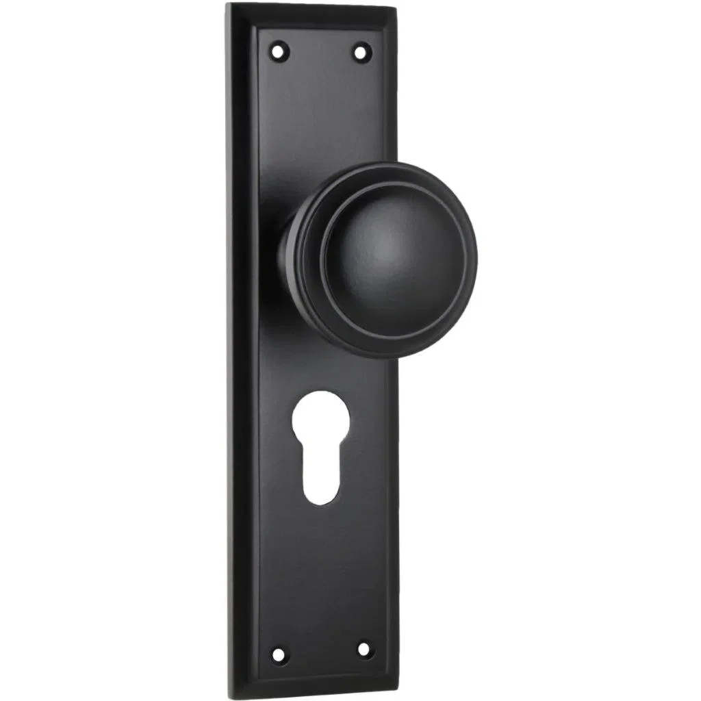 Tradco Door Knob Milton Euro Pair Matt Black