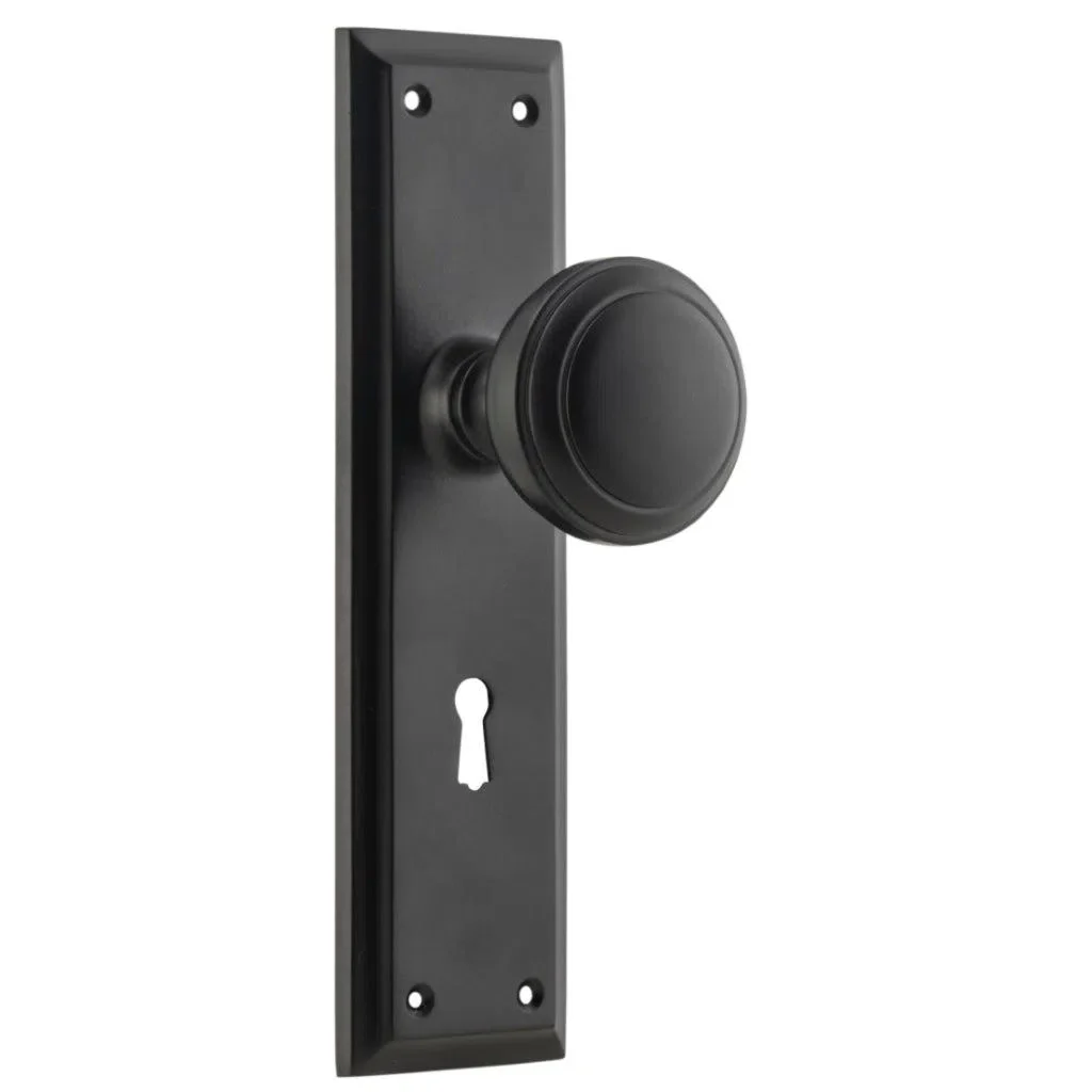 Tradco Door Knob Milton Lock Pair Matt Black