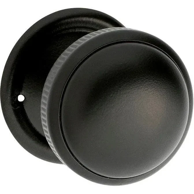 Tradco Door Knob Mortice Milled Edge Small Pair Matt Black