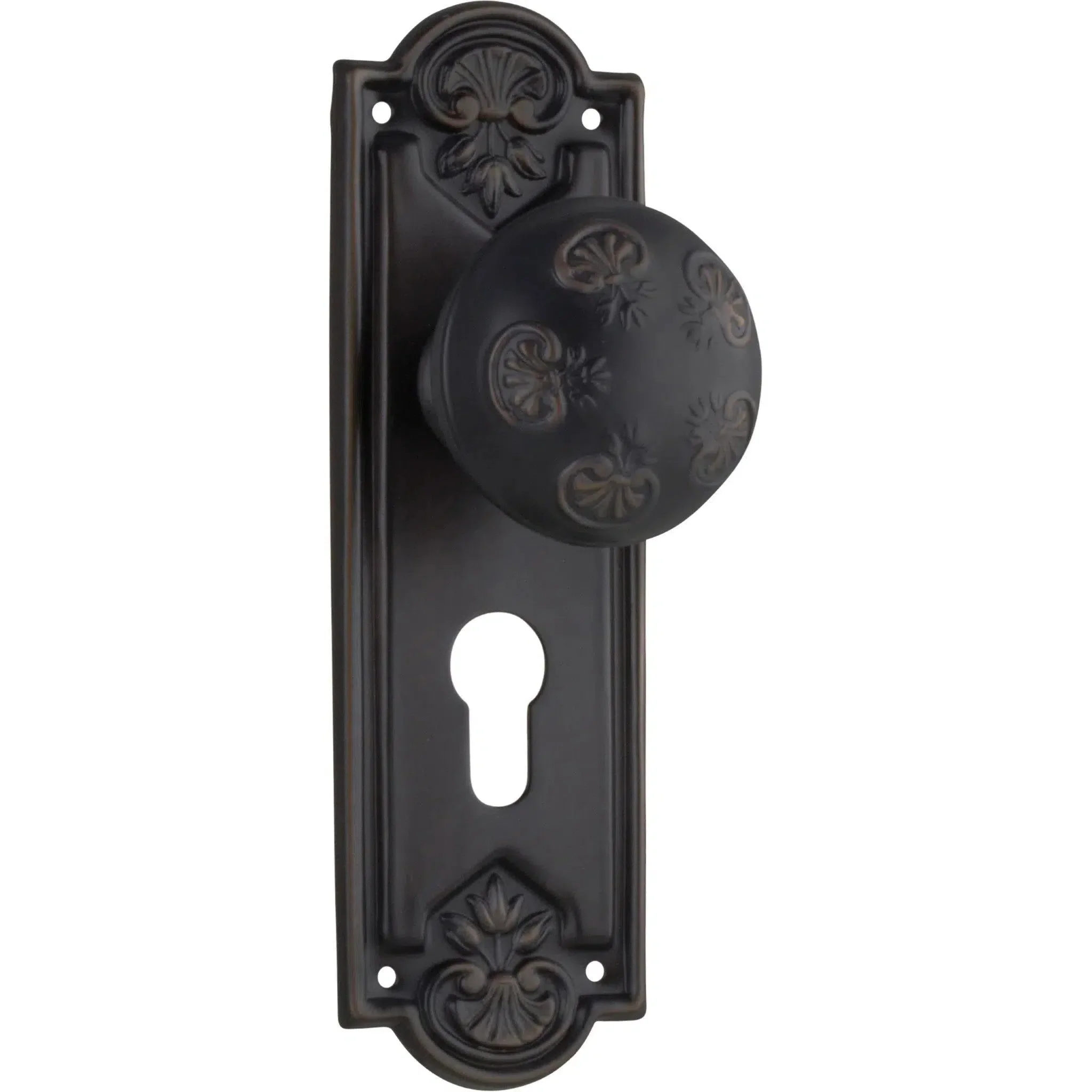 Tradco Door Knob Nouveau Euro Pair Antique Copper