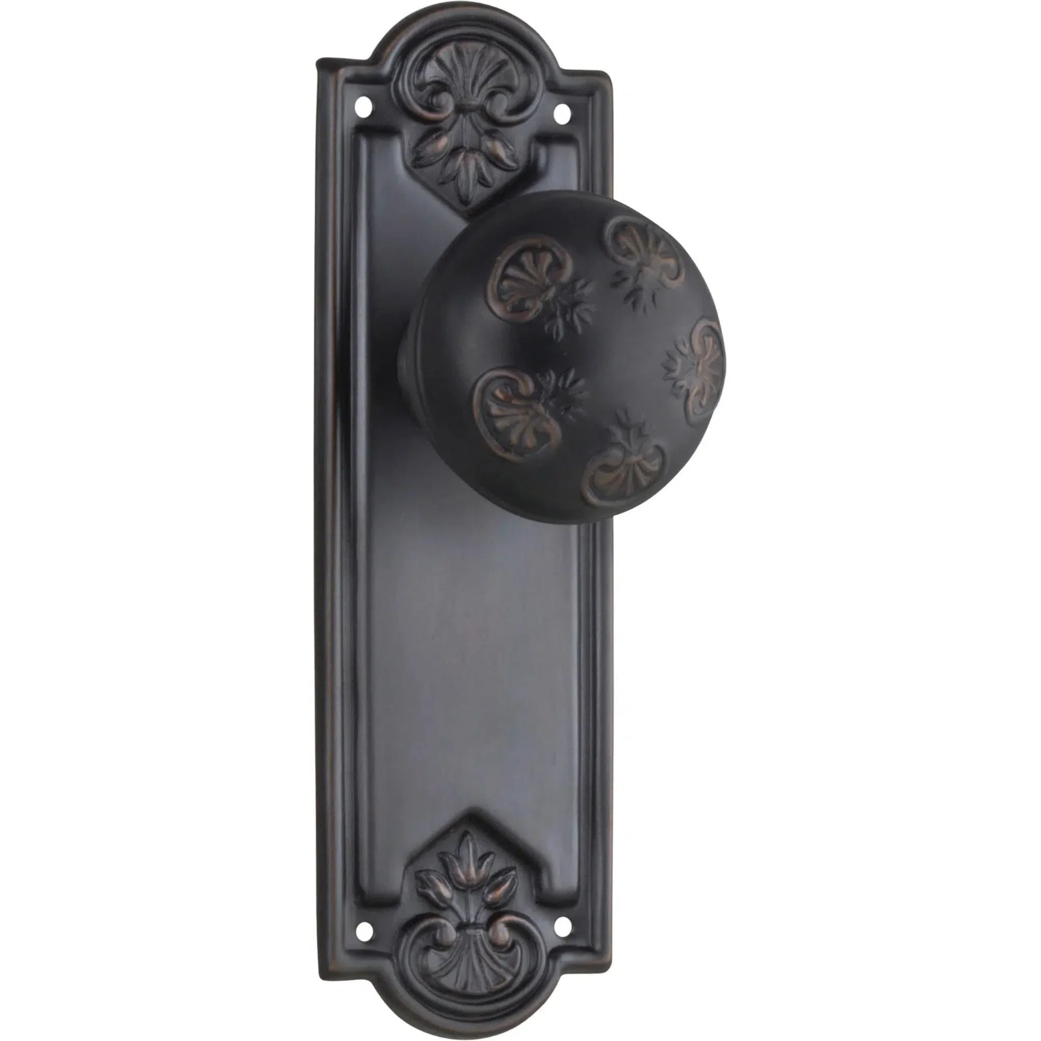 Tradco Door Knob Nouveau Latch Pair Antique Copper