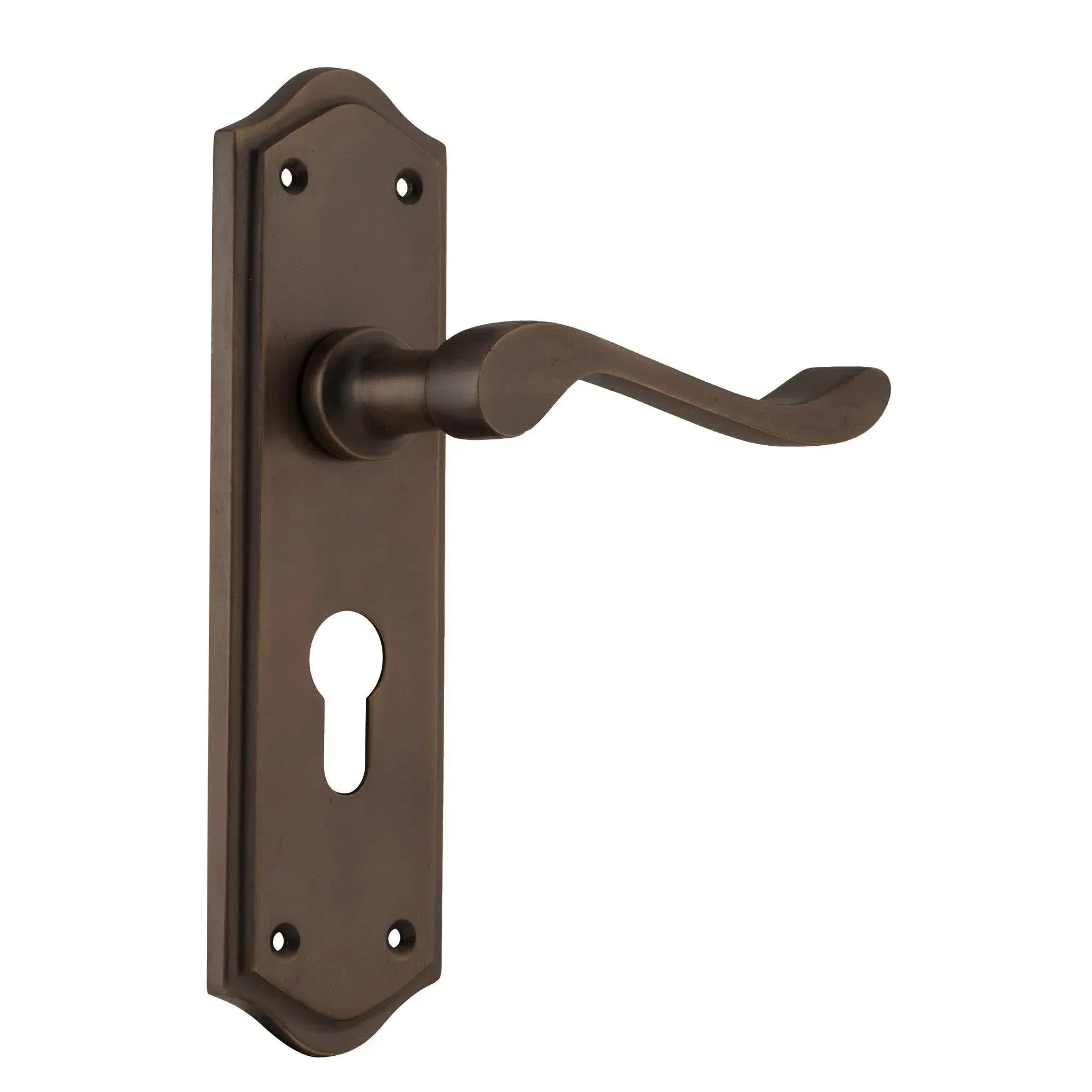 Tradco Door Handle Henley Euro Pair Antique Brass