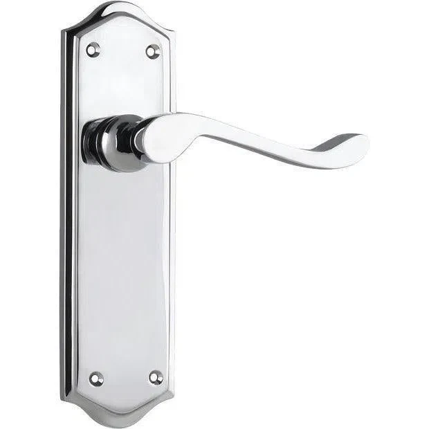 Tradco Door Handle Henley Latch Pair Chrome Plated