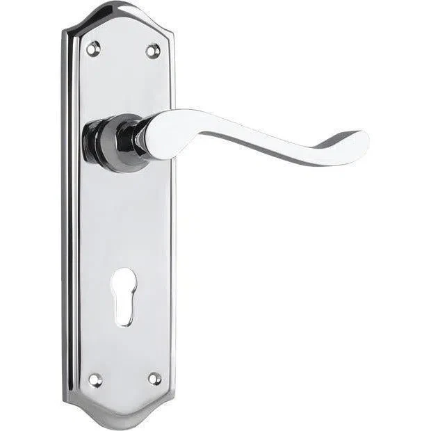 Tradco Door Handle Henley Lock Pair Chrome Plated