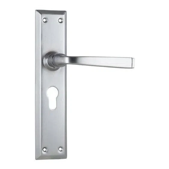 Tradco Door Handle Menton Euro Pair Satin Chrome