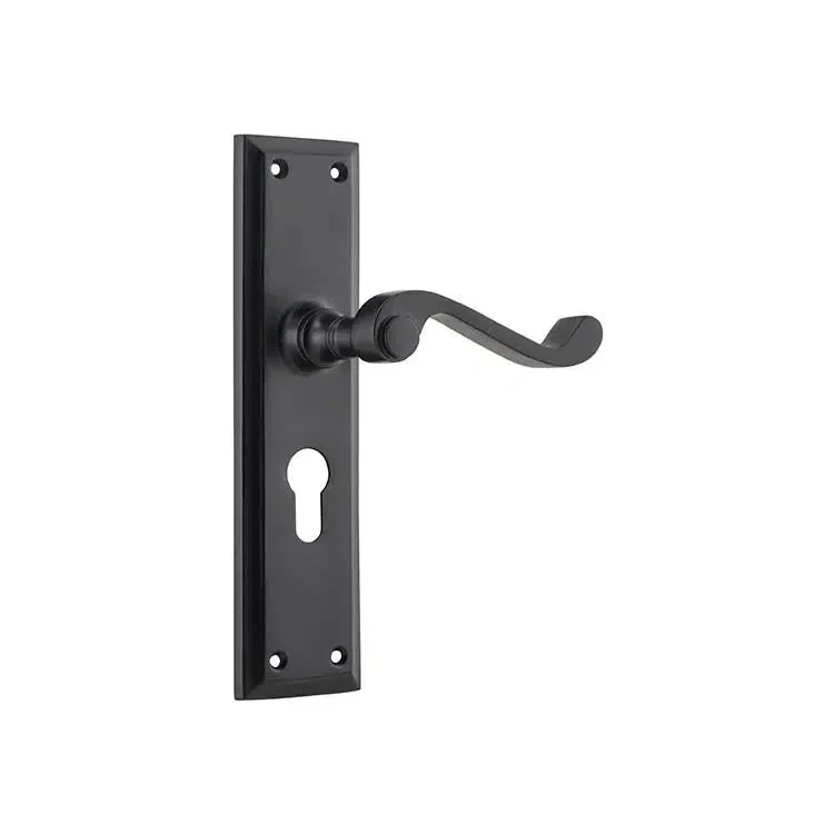 Tradco Door Handle Milton Euro Pair Matt Black