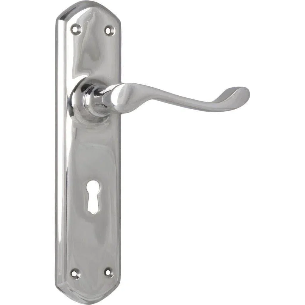 Tradco Door Handle Windsor Lock Pair Chrome Plated