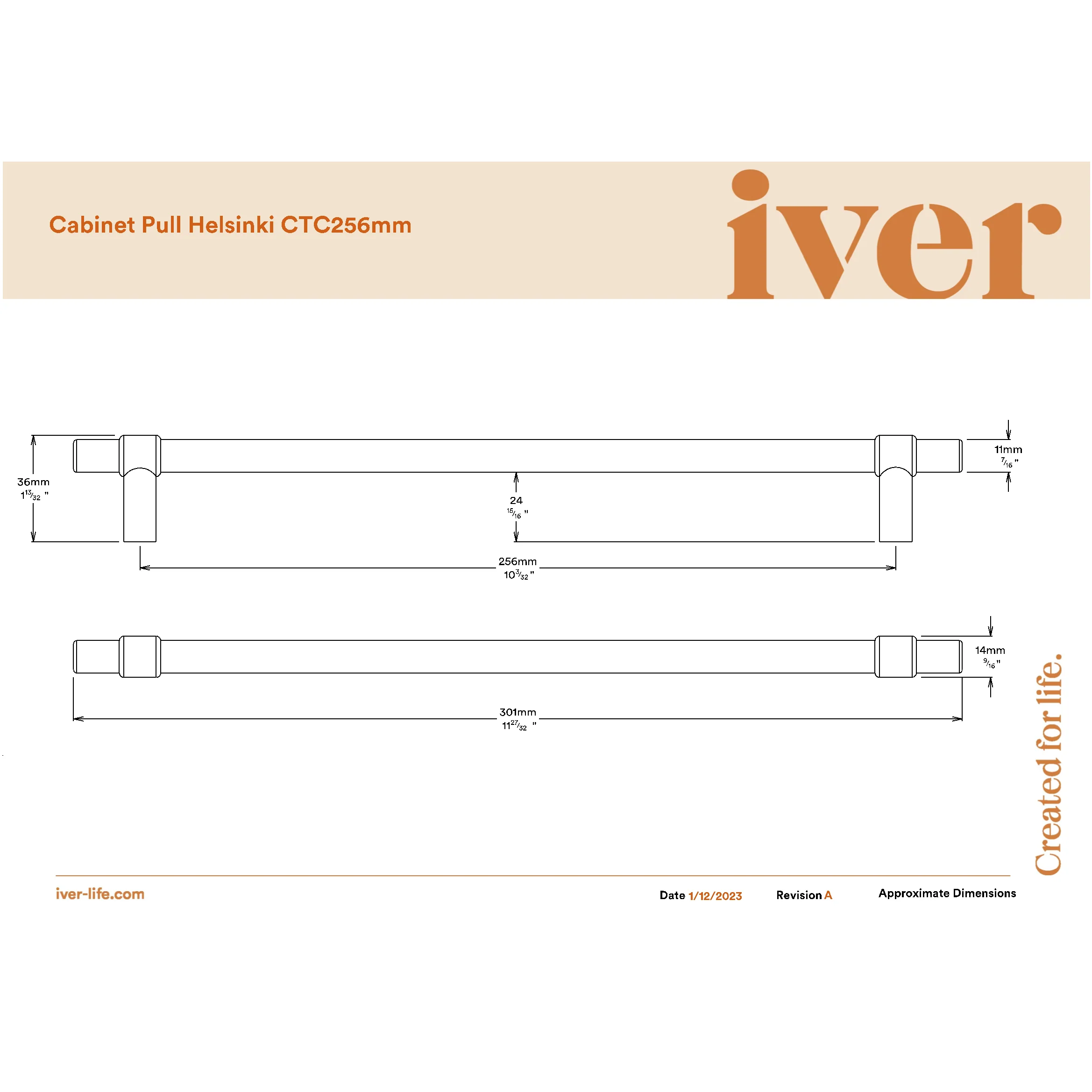 Iver Cabinet Pull Helsinki Matt Black CTC256mm - Image 2