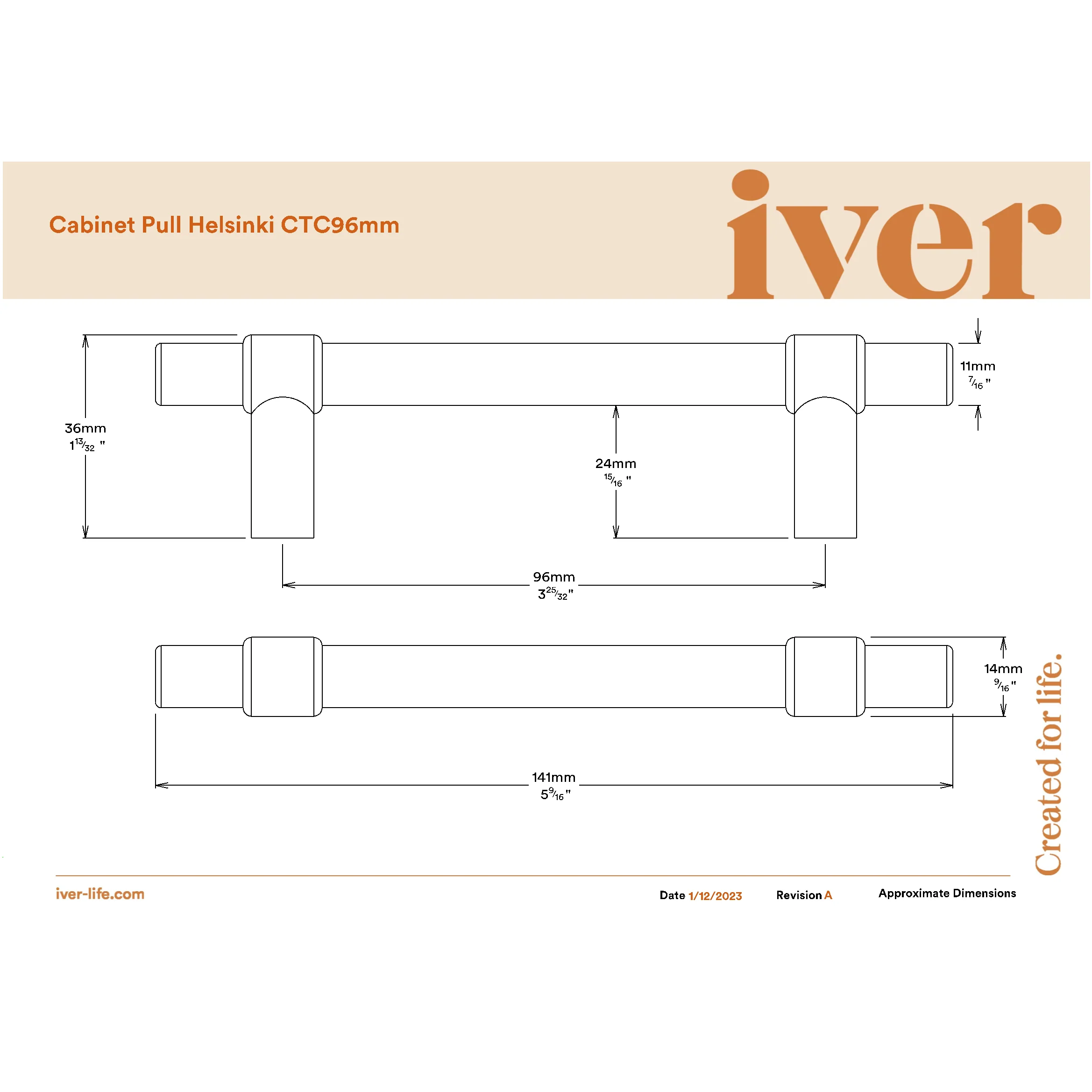 Iver Cabinet Pull Helsinki Matt Black CTC96mm - Image 2
