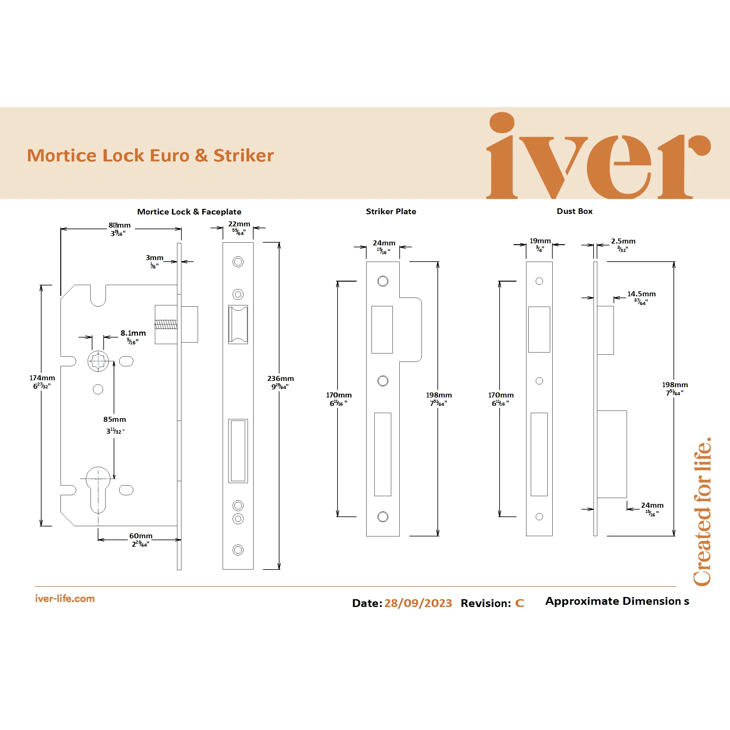 Iver Door Handle Annecy Chamfered Key/Key Polished Chrome Entrance Kit - Image 3