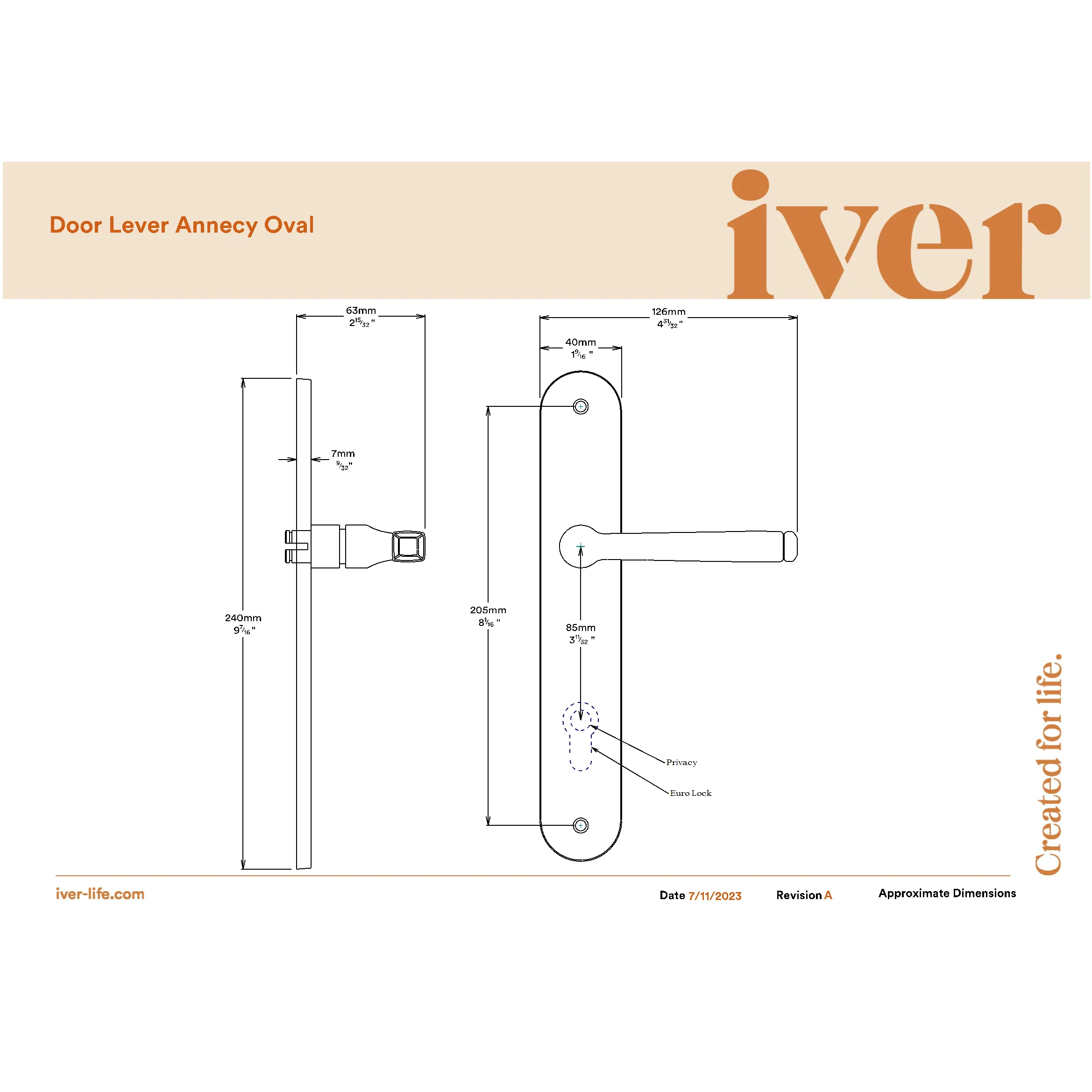 Iver Door Handle Annecy Oval Euro Key/Thumb Polished Brass Entrance Kit - Image 2