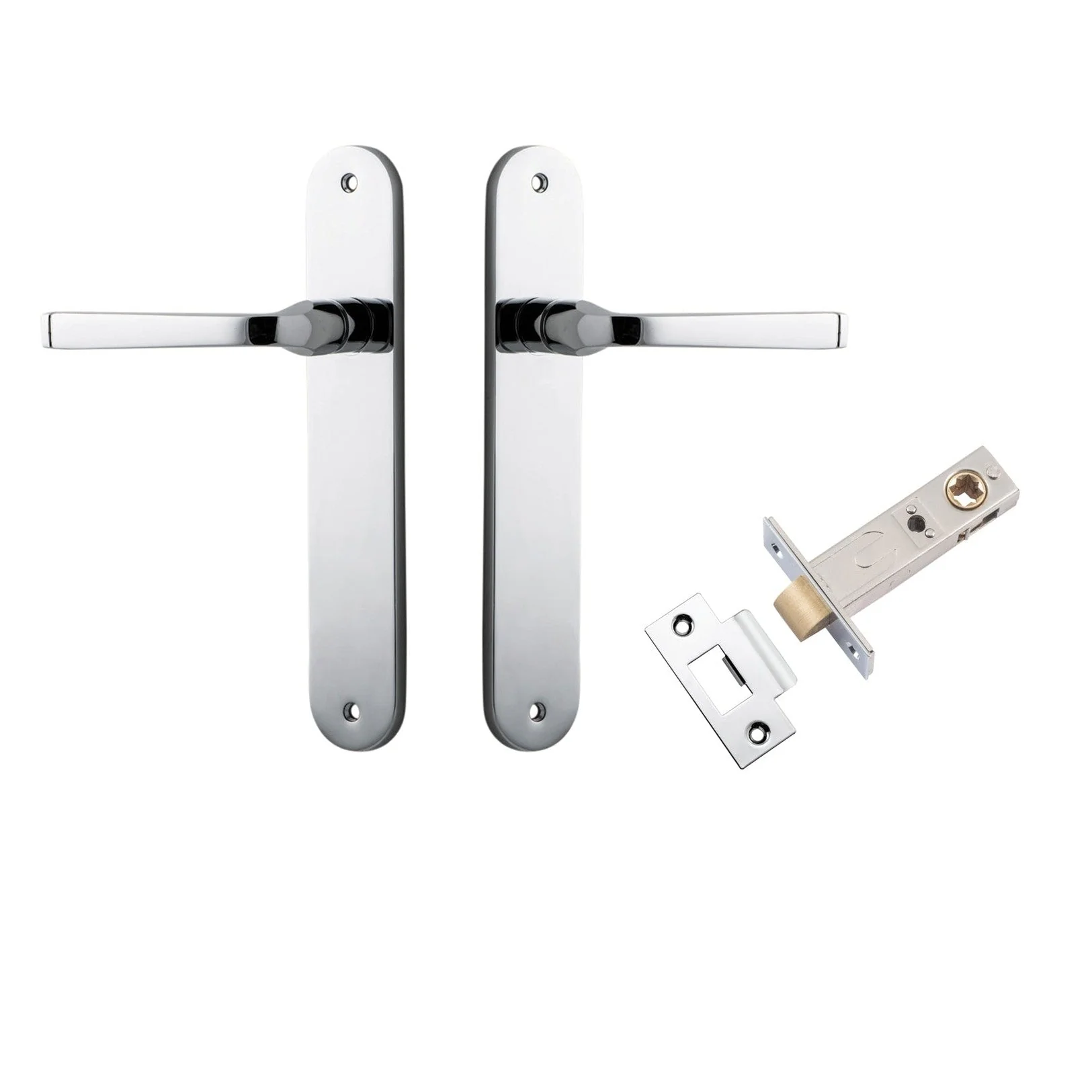 Iver Door Handle Annecy Oval Latch Polished Chrome Passage Kit