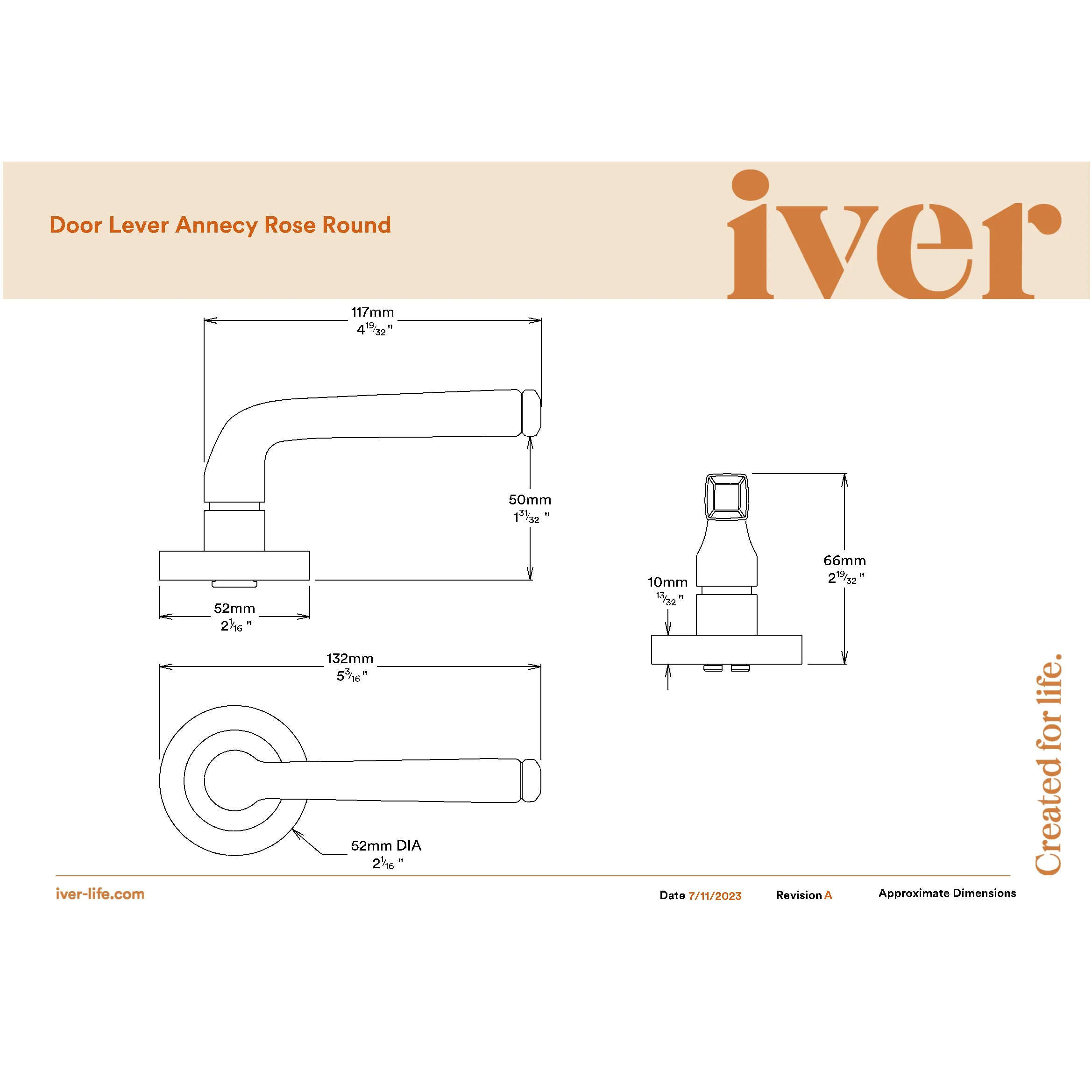 Iver Door Handle Annecy Round Rose Pair Key/Key Distressed Nickel Entrance Kit - Image 2