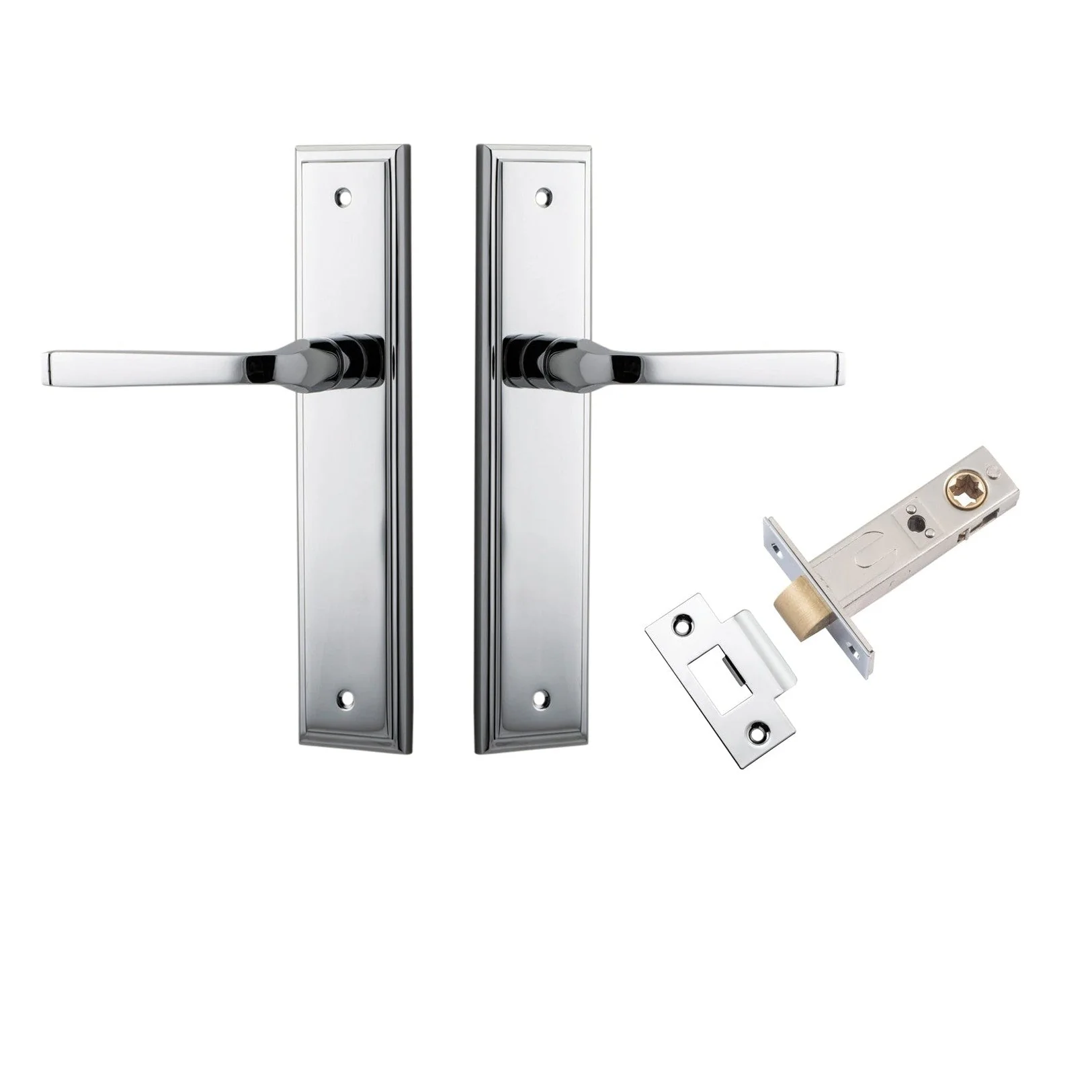 Iver Door Handle Annecy Stepped Latch Polished Chrome Passage Kit