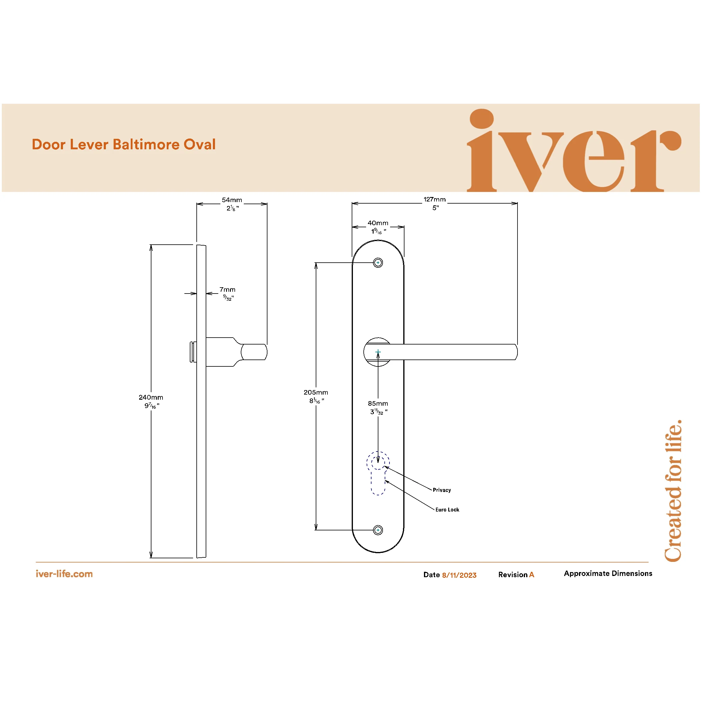 Iver Door Handle Baltimore Oval Latch Polished Brass Passage Kit - Image 2