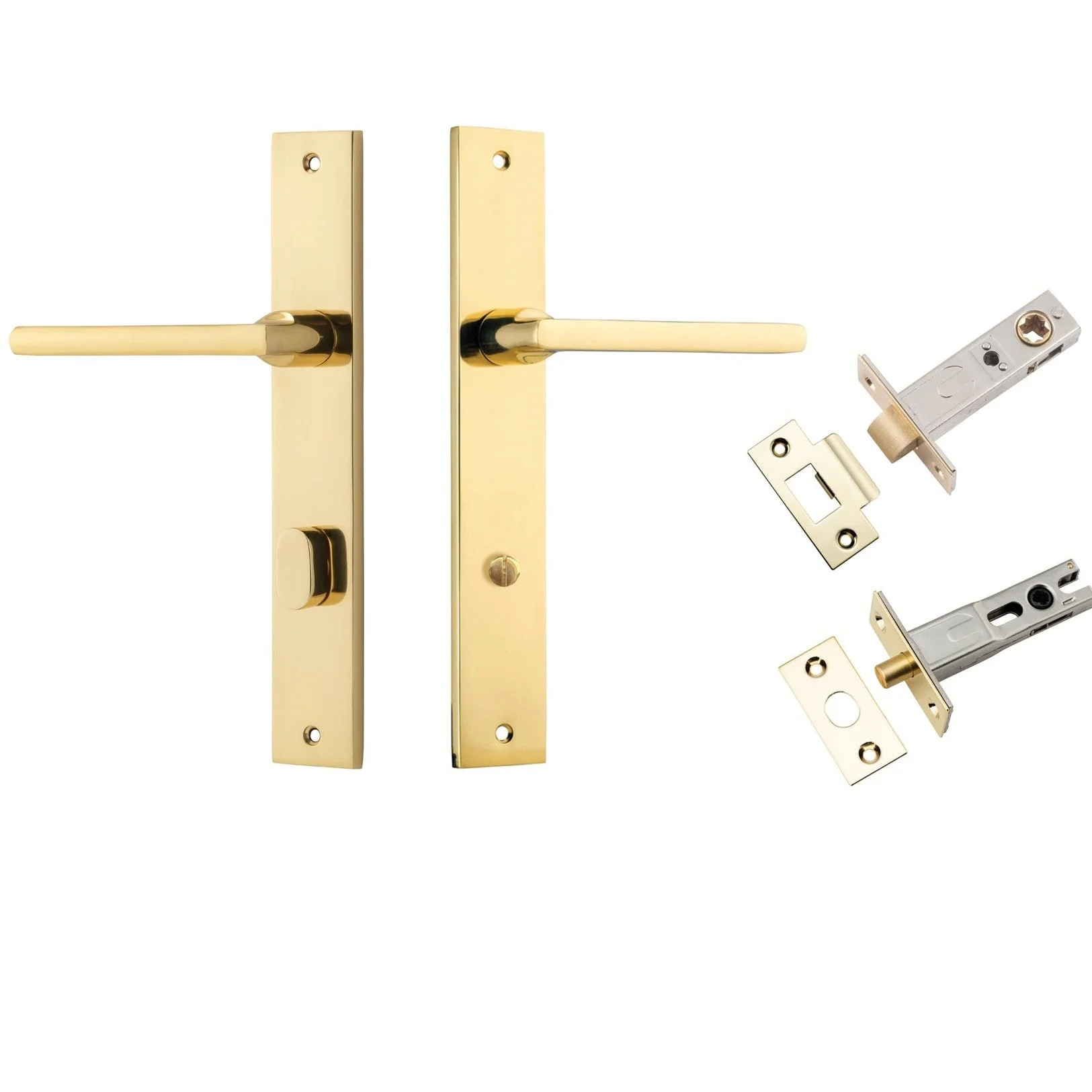 Iver Door Handle Baltimore Rectangular Privacy Polished Brass Inbuilt Privacy Kit