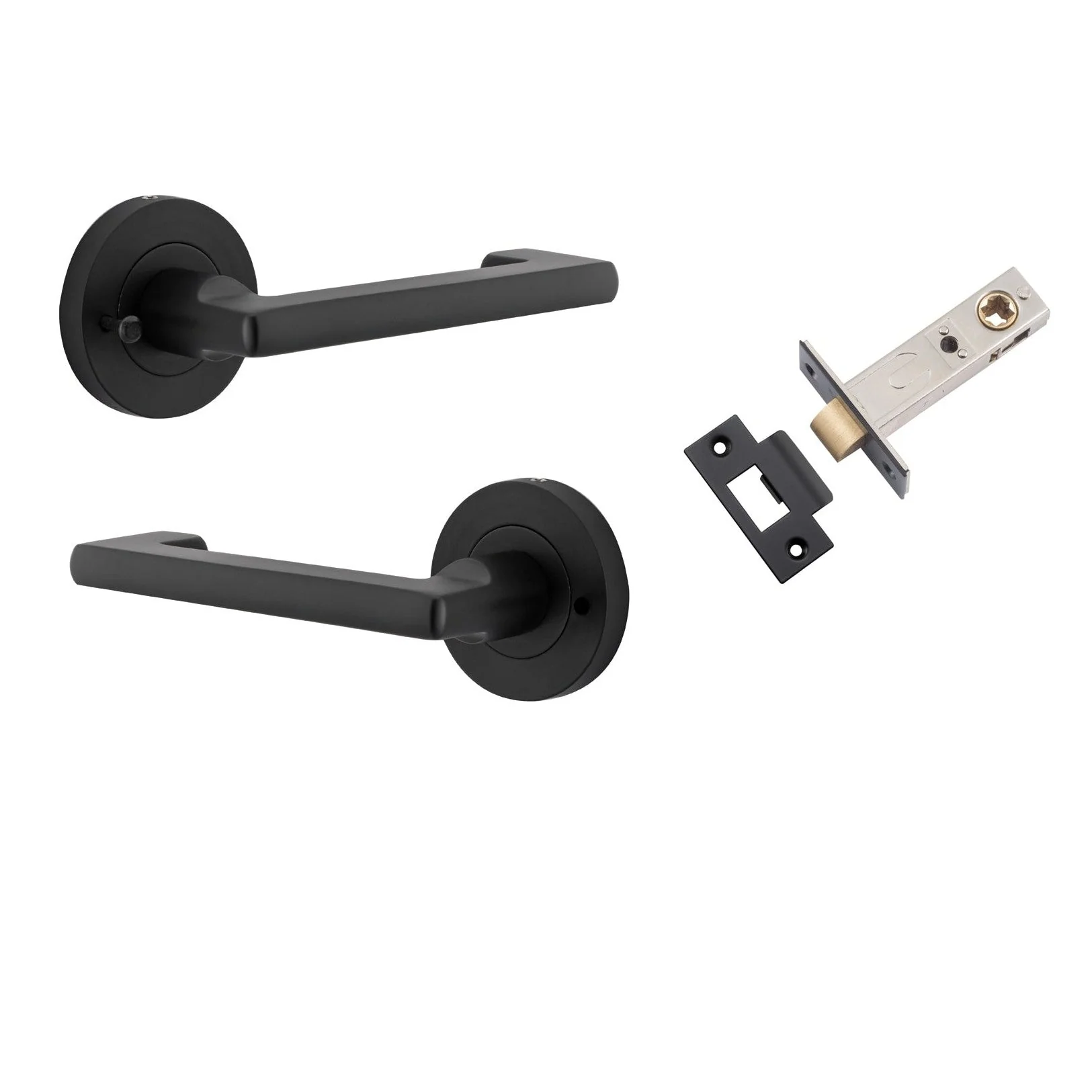 Iver Door Handle Baltimore Return Round Rose Inbuilt Privacy Pair Kit Matt Black