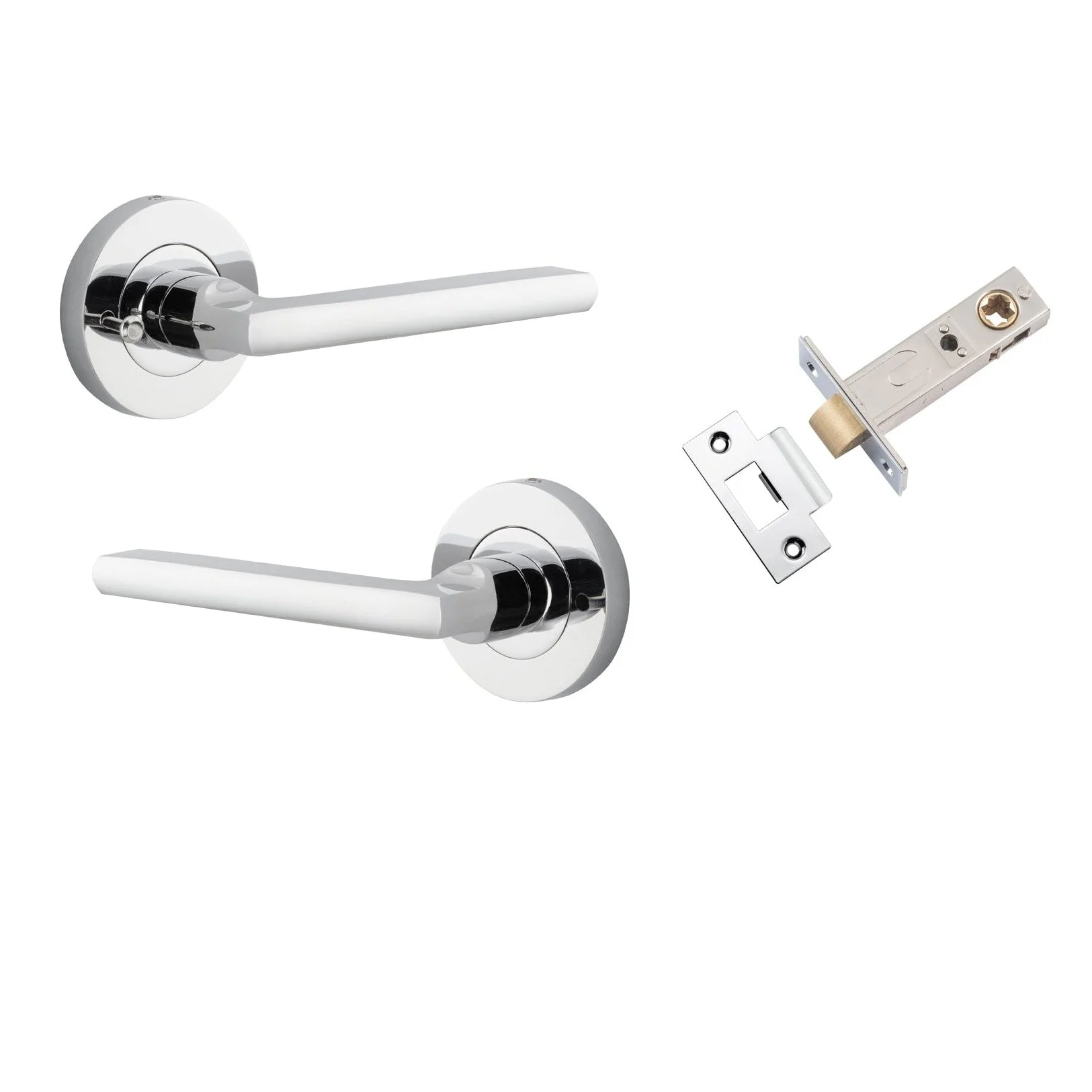 Iver Door Handle Baltimore Round Rose Inbuilt Privacy Pair Kit Polished Chrome