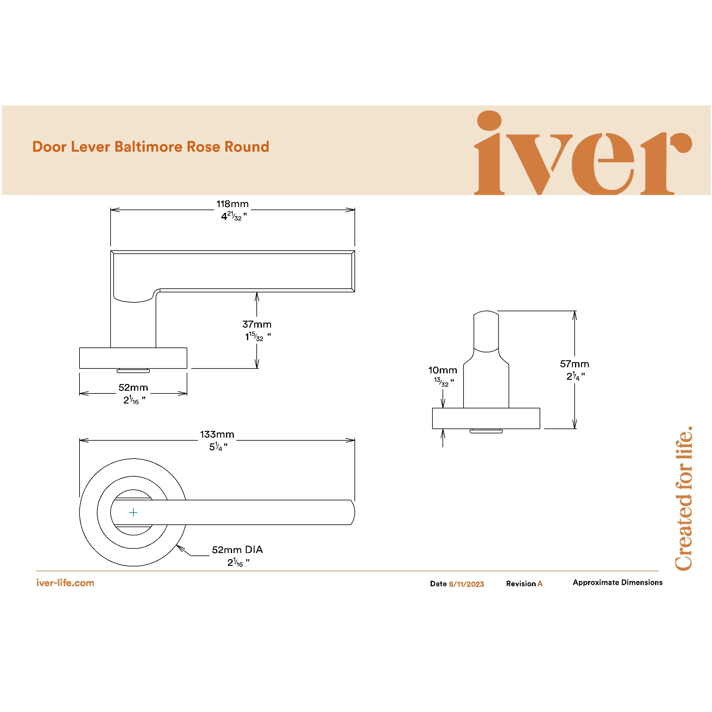 Iver Door Handle Baltimore Round Rose Pair Brushed Chrome Privacy Kit - Image 2