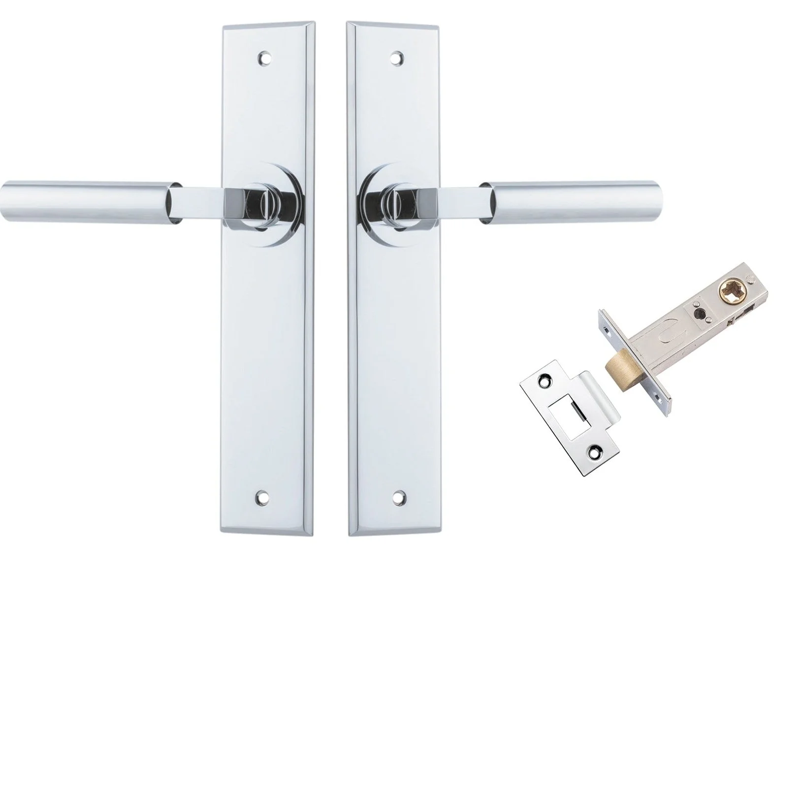 Iver Door Handle Berlin Chamfered Polished Chrome Passage Kit
