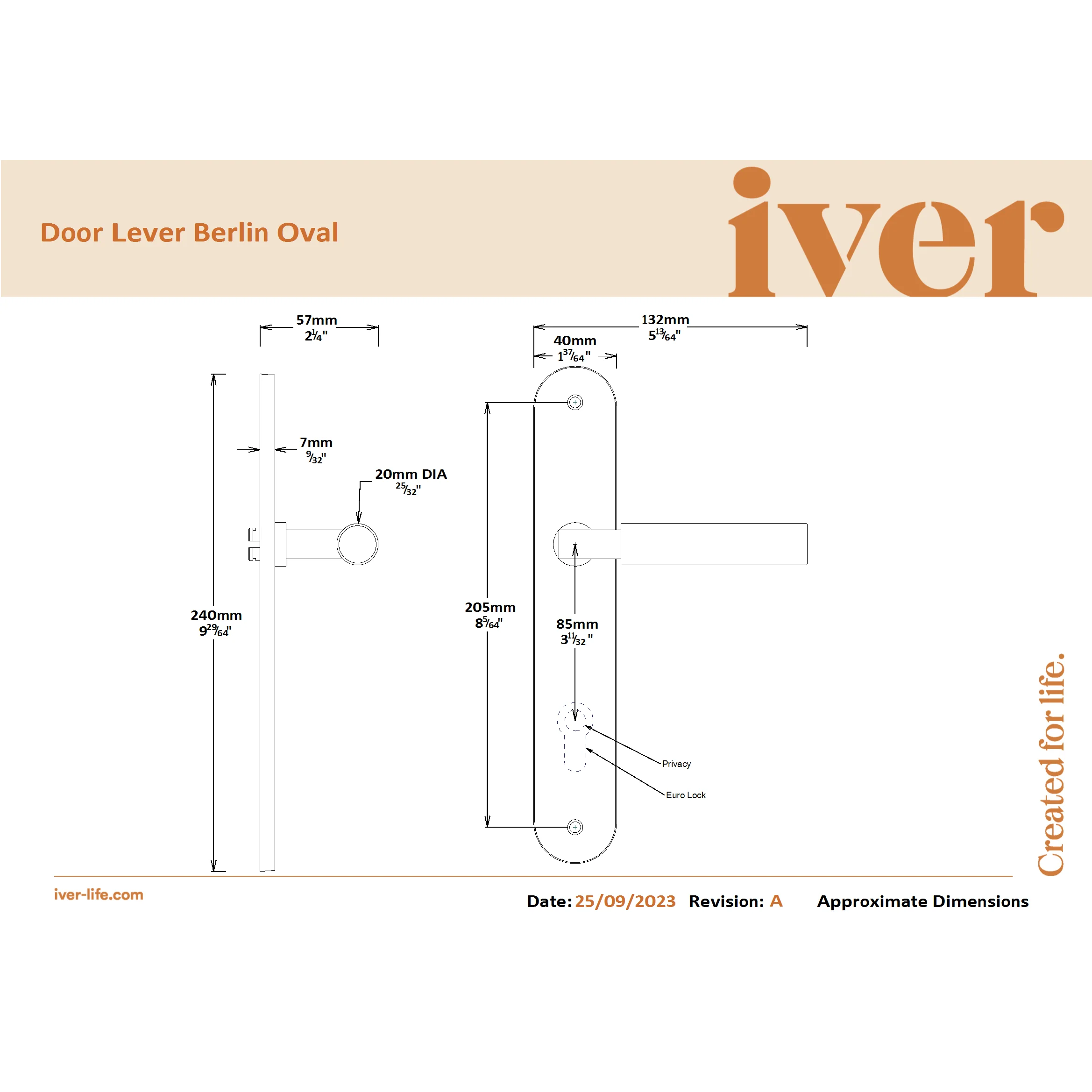 Iver Door Handle Berlin Oval Satin Nickel Passage Kit - Image 2