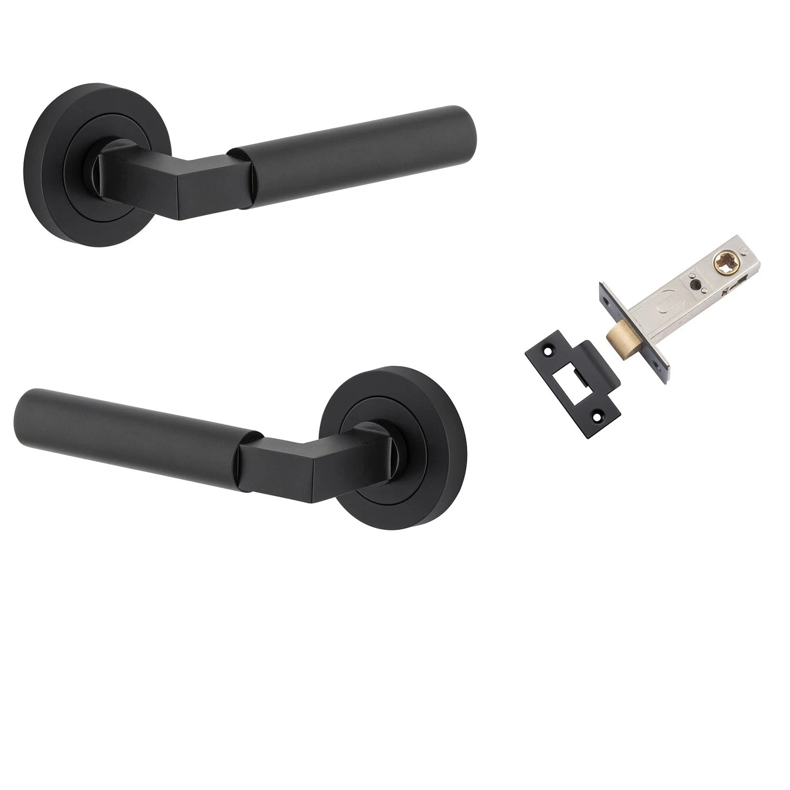 Iver Door Handle Berlin Rose Round Matt Black Passage Kit
