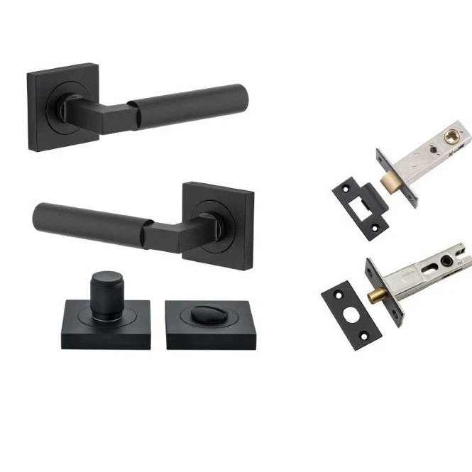 Iver Door Handle Berlin Rose Square Matt Black Privacy Kit