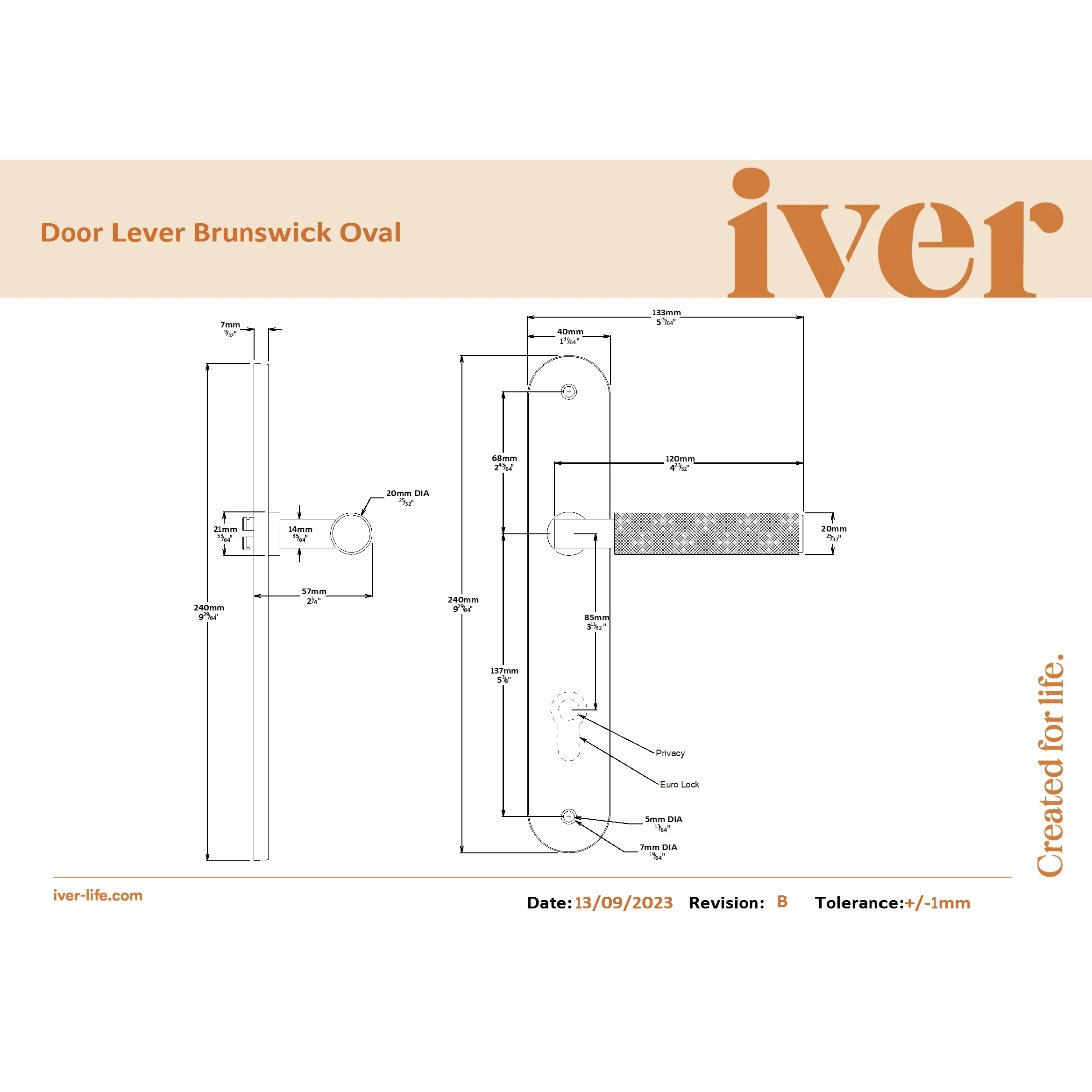 Iver Door Handle Brunswick Oval Euro Key/Thumb Brushed Gold PVD Entrance Kit - Image 2