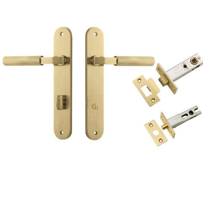 Iver Door Handle Brunswick Oval Privacy Brushed Gold PVD Privacy Kit
