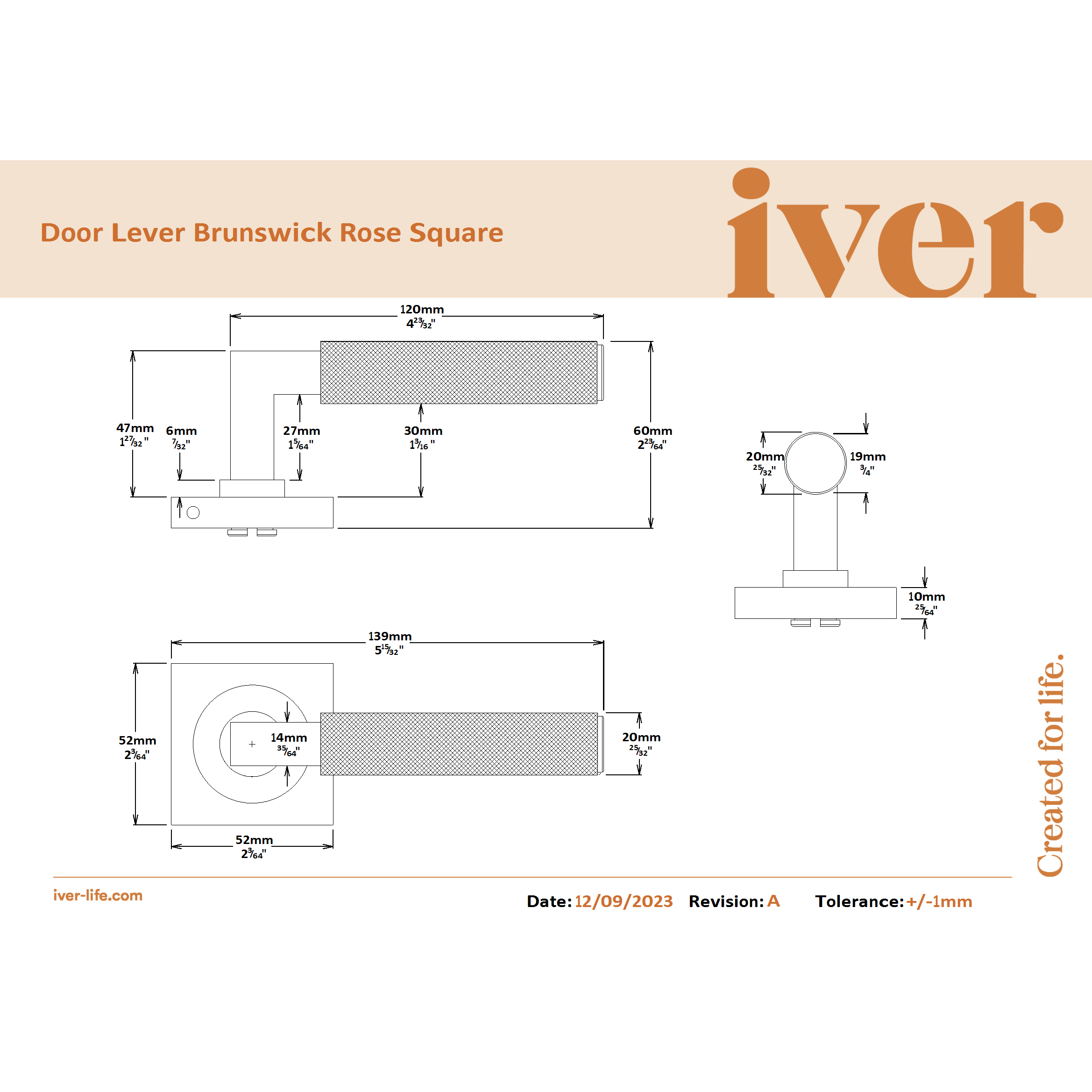 Iver Door Handle Brunswick Rose Square Pair Key/Thumb Brushed Chrome Entrance Kit - Image 2