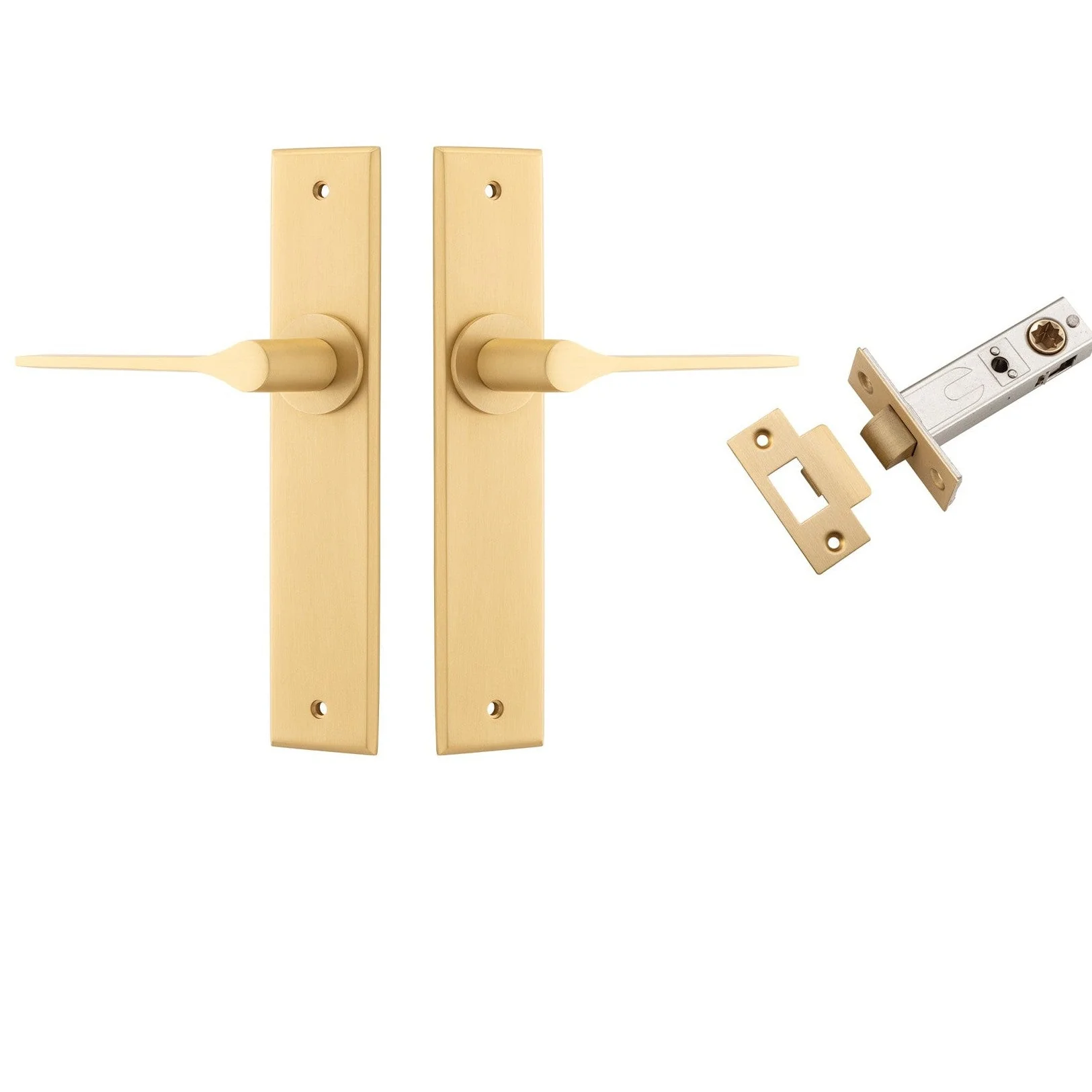 Iver Door Handle Como Chamfered Brushed Brass Passage Kit
