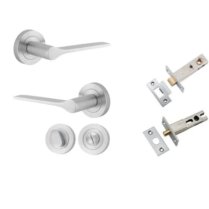 Iver Door Handle Como Rose Round Brushed Chrome Privacy Kit