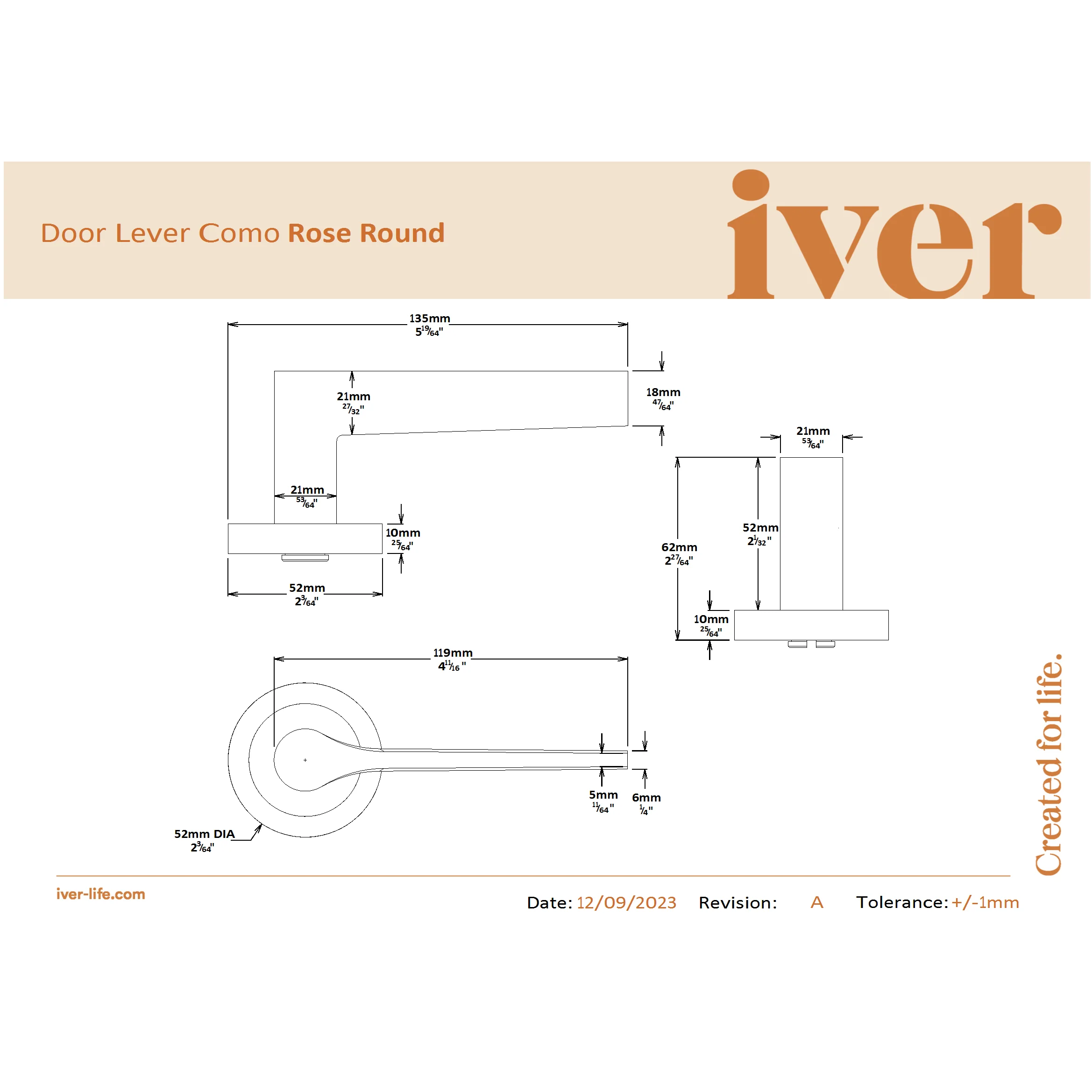 Iver Door Handle Como Rose Round Matt Black Inbuilt Privacy Kit - Image 2