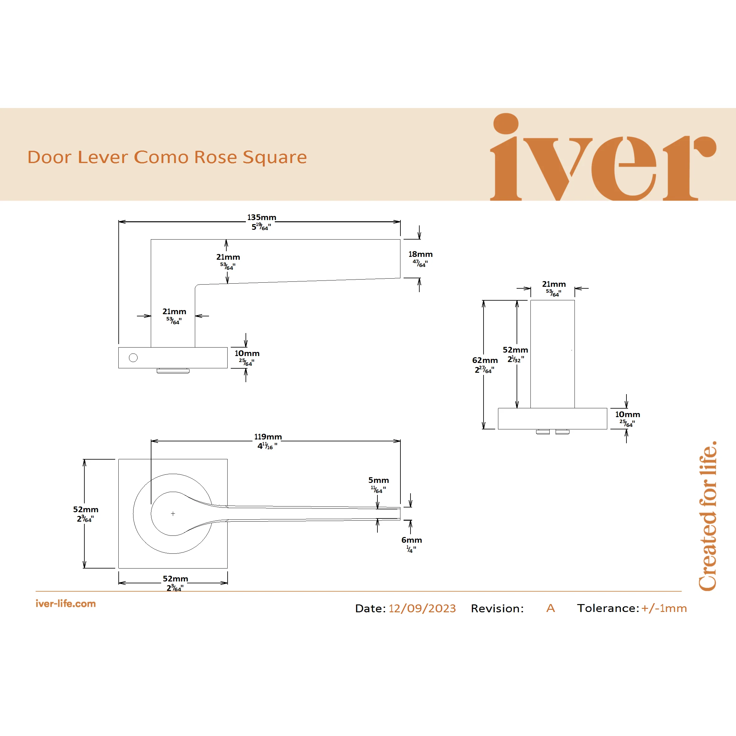 Iver Door Handle Como Rose Square Brushed Chrome Inbuilt Privacy Kit - Image 2