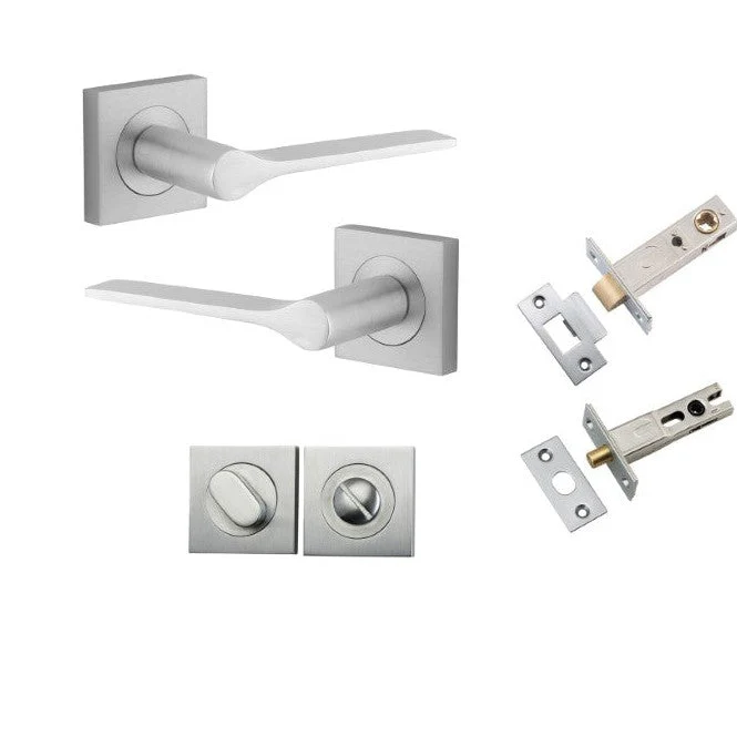 Iver Door Handle Como Rose Square Brushed Chrome Privacy Kit