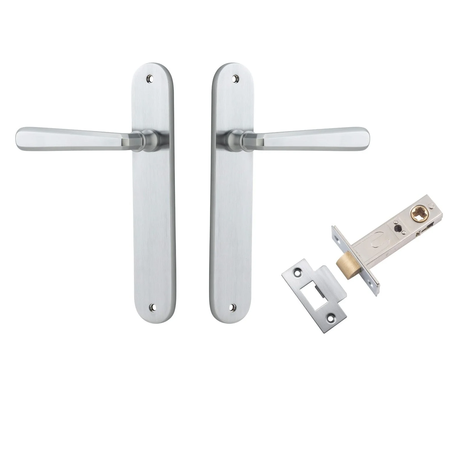 Iver Door Handle Copenhagen Oval Latch Pair Brushed Chrome Passage Kit