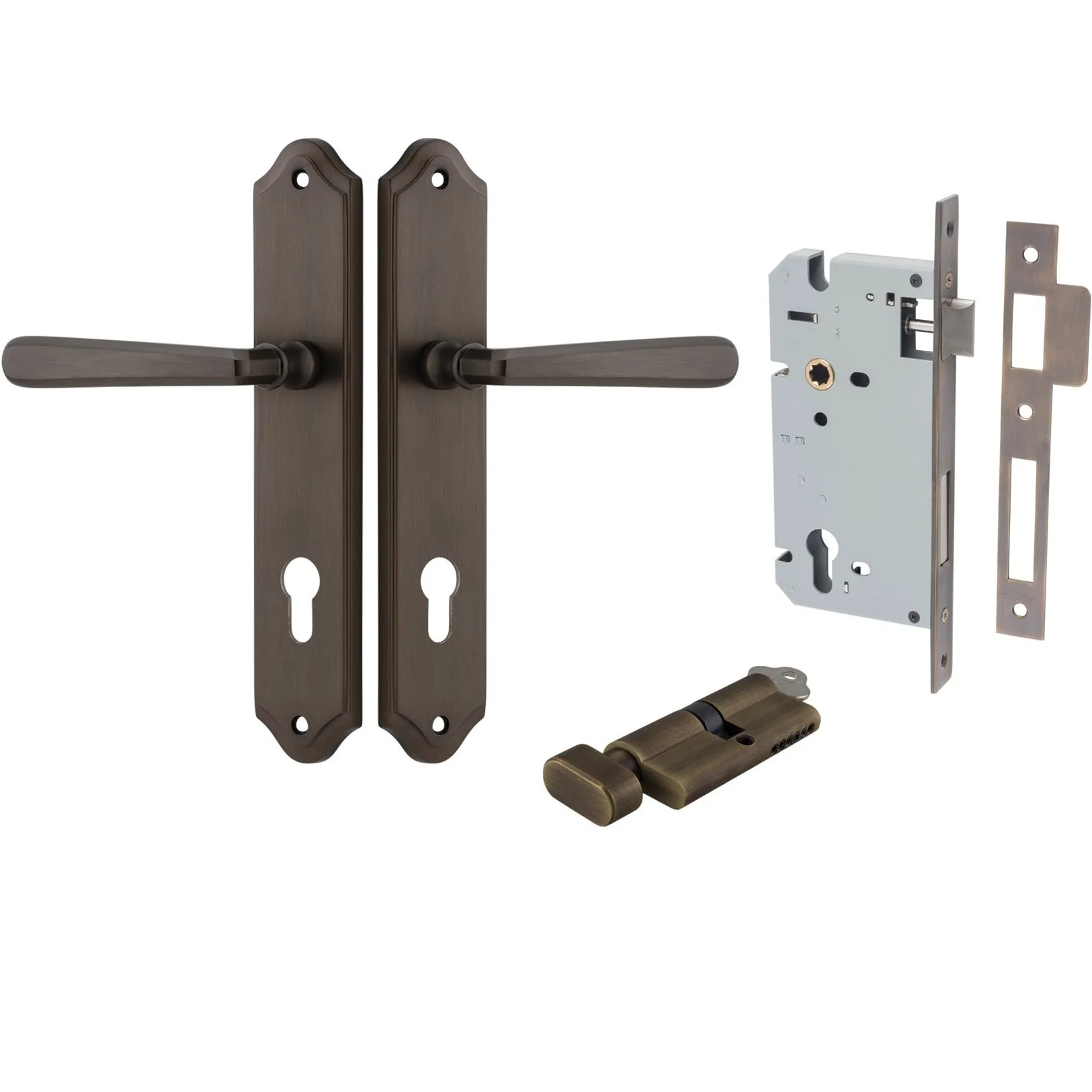 Iver Door Handle Copenhagen Shouldered Euro Pair Key/Thumb Signature Brass Entrance Kit
