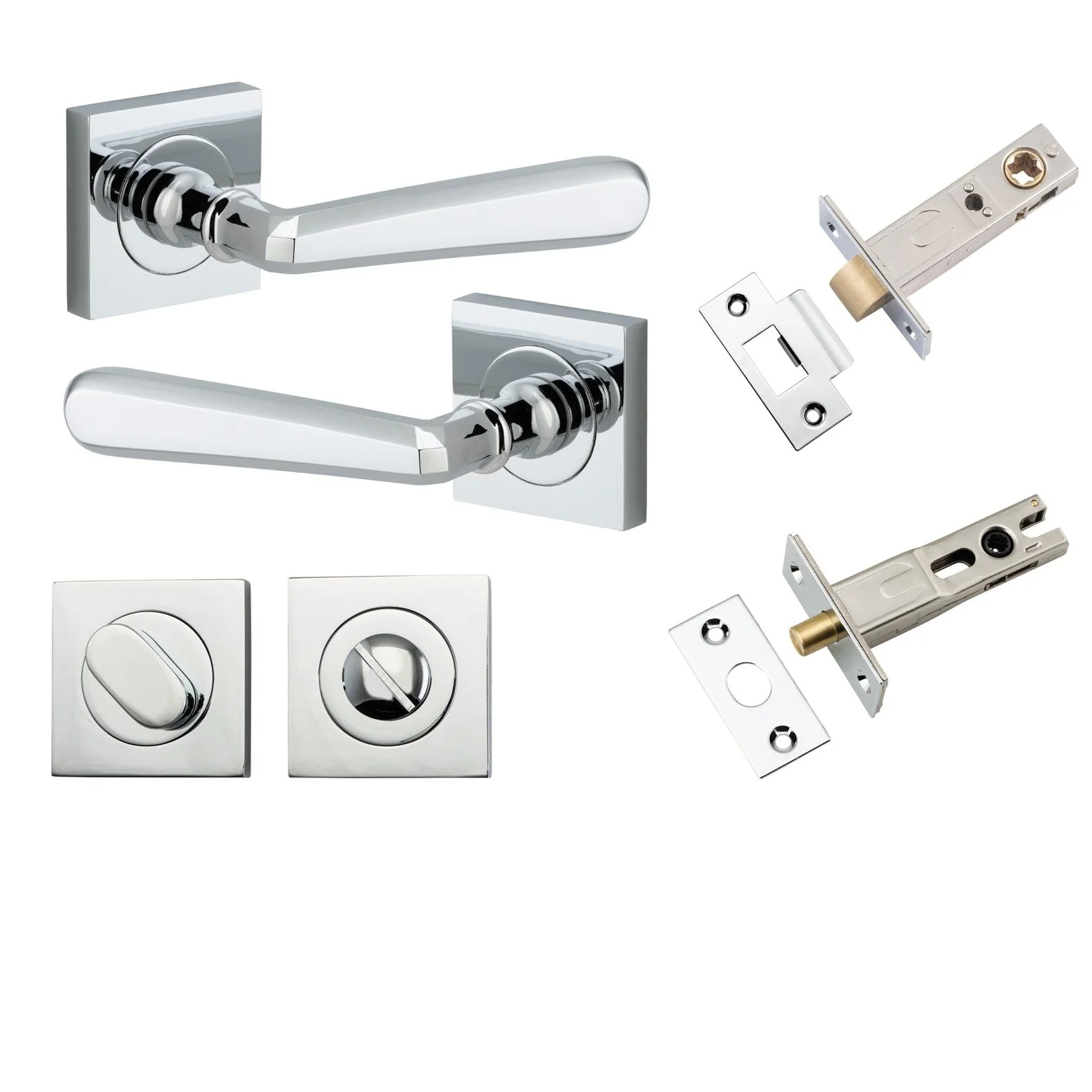 Iver Door Handle Copenhagen Square Rose Polished Chrome Privacy Kit