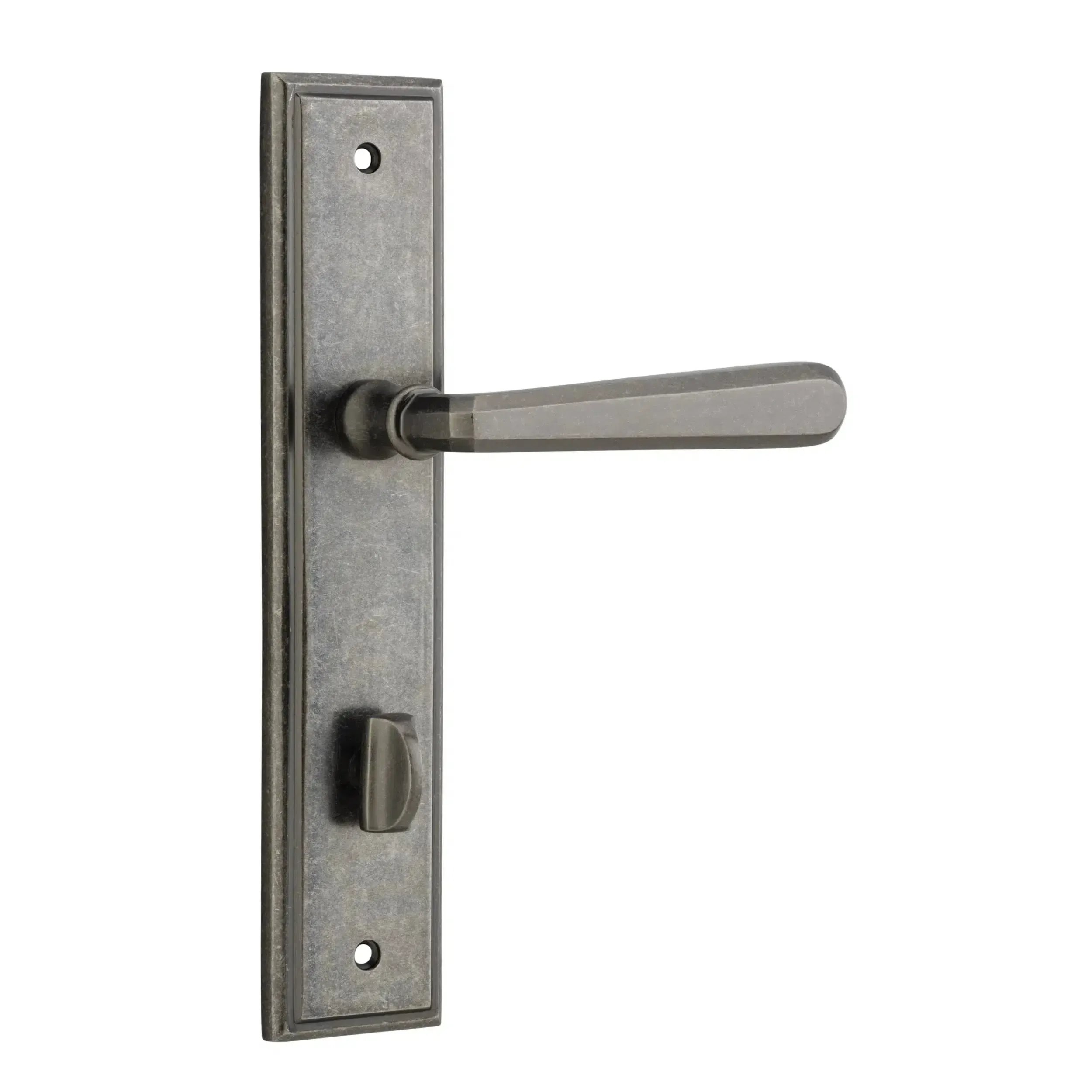 Iver Door Handle Copenhagen Stepped Privacy Pair Distressed Nickel