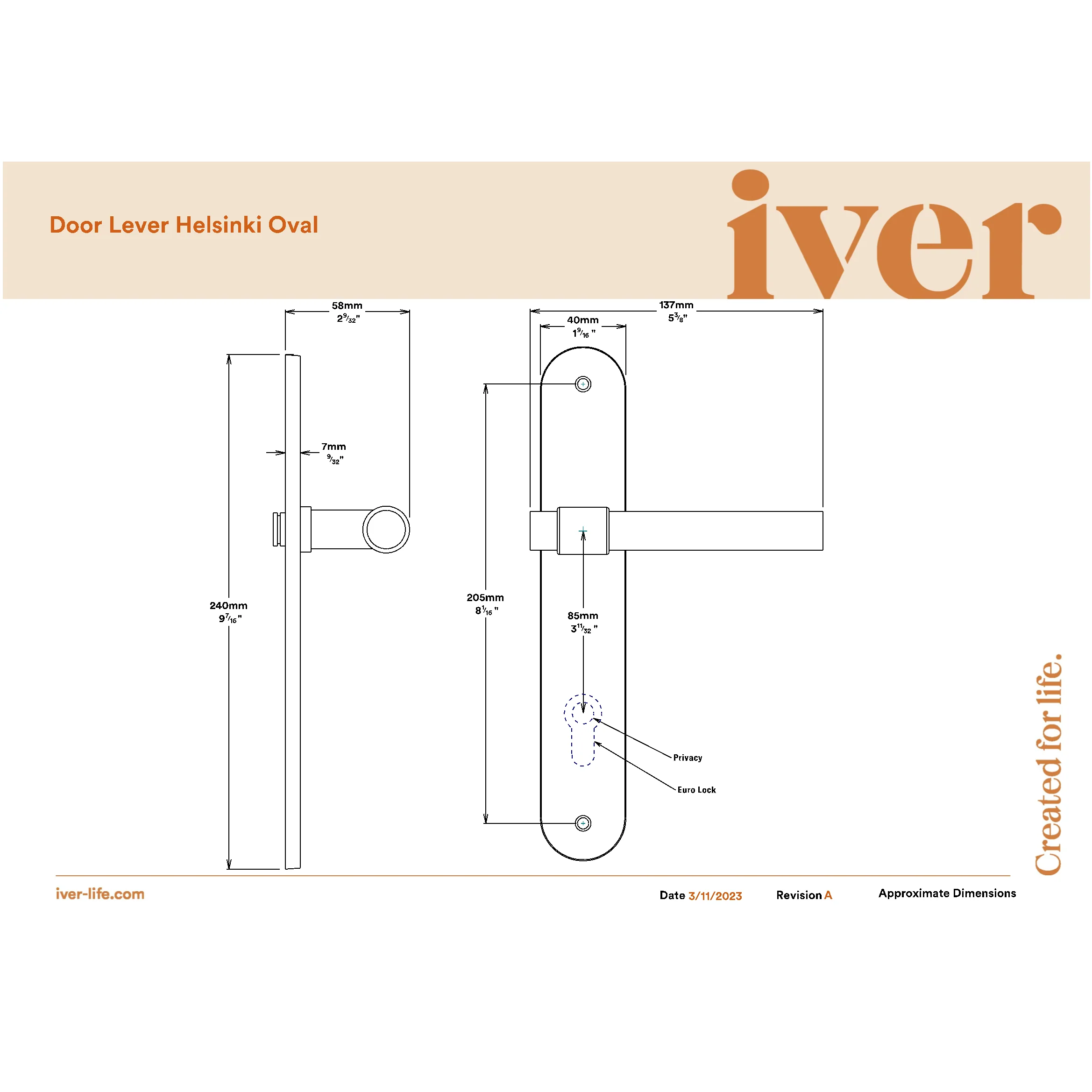 Iver Door Handle Helsinki Oval Euro Pair Key/Thumb Brushed Gold PVD Entrance Kit - Image 2