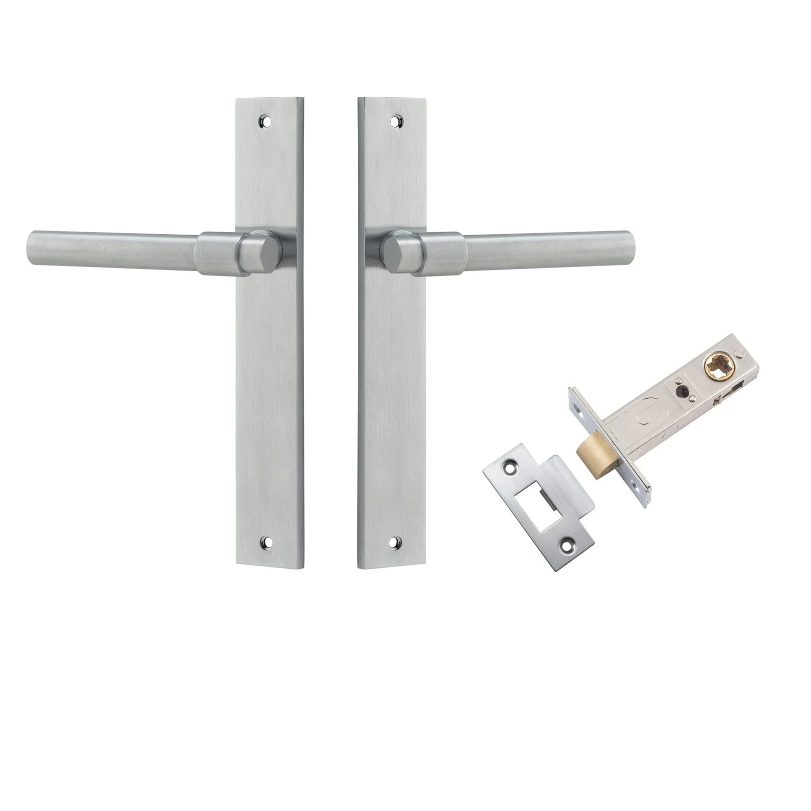 Iver Door Handle Helsinki Rectangular Latch Pair Brushed Chrome Passage Kit