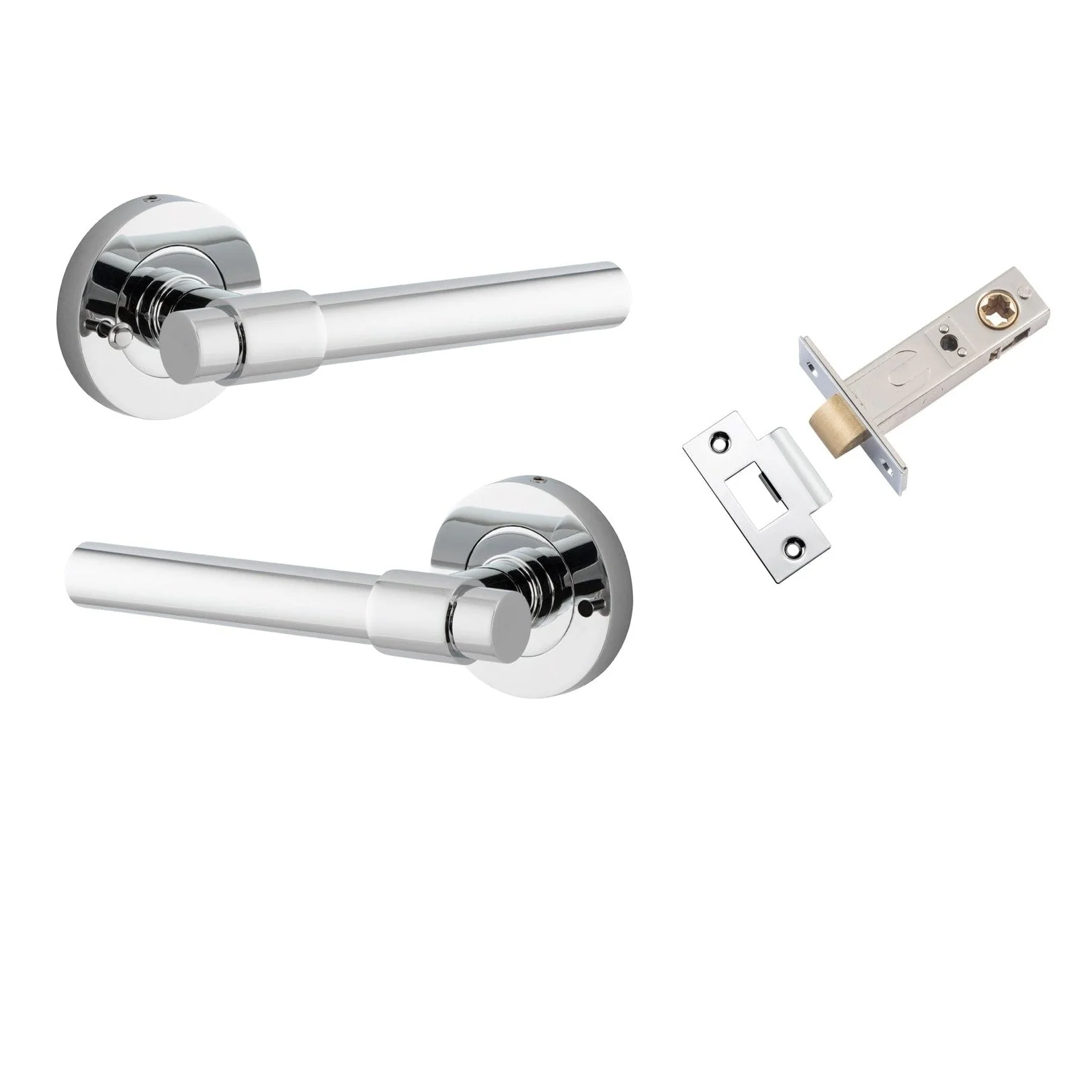 Iver Door Handle Helsinki Round Rose Inbuilt Privacy Pair Kit Polished Chrome