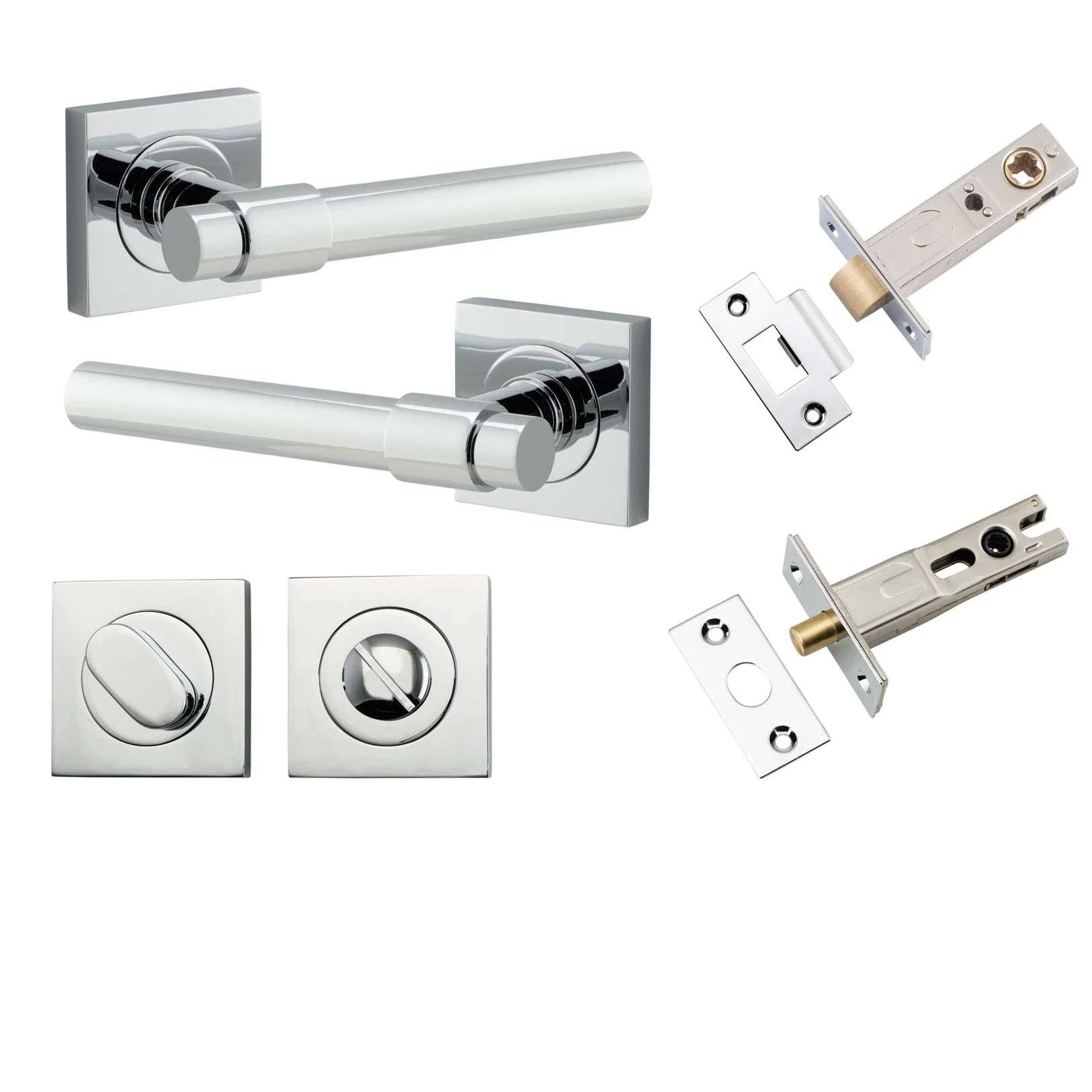 Iver Door Handle Helsinki Square Rose Polished Chrome Privacy Kit
