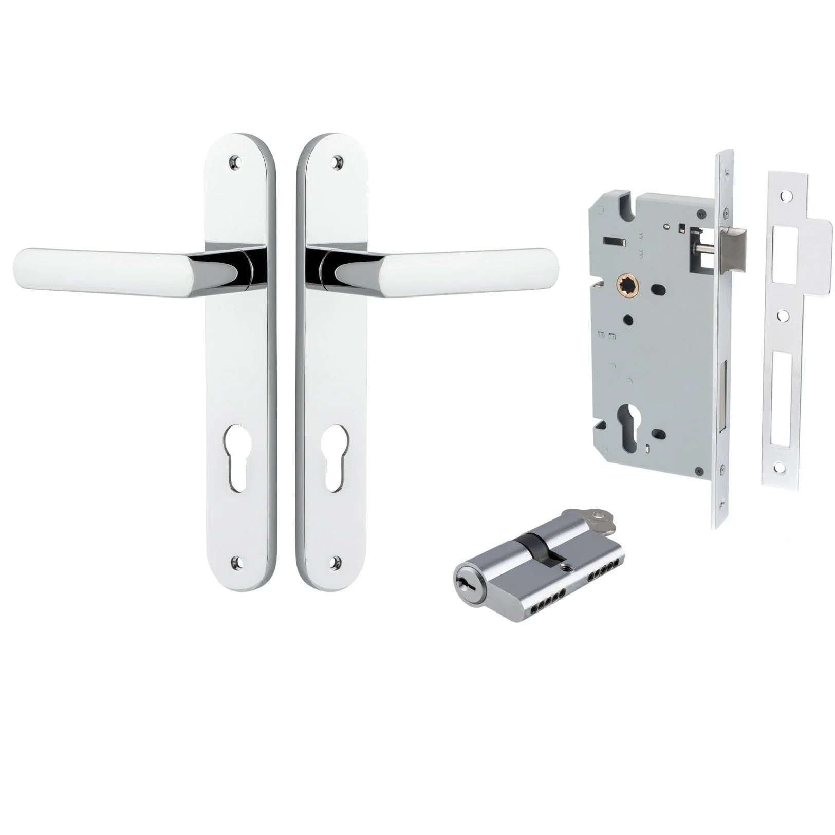 Iver Door Handle Osaka Oval Euro Pair Key/Key Polished Chrome Entrance Kit